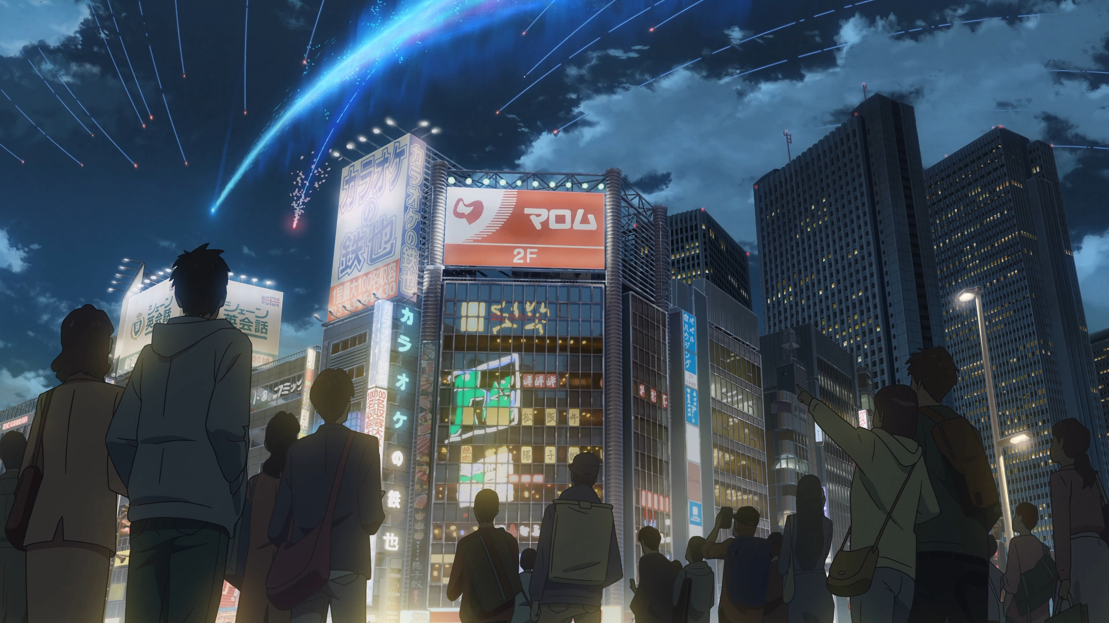 Anime 3840x2160 Makoto Shinkai  Kimi no Na Wa anime cityscape stars low-angle