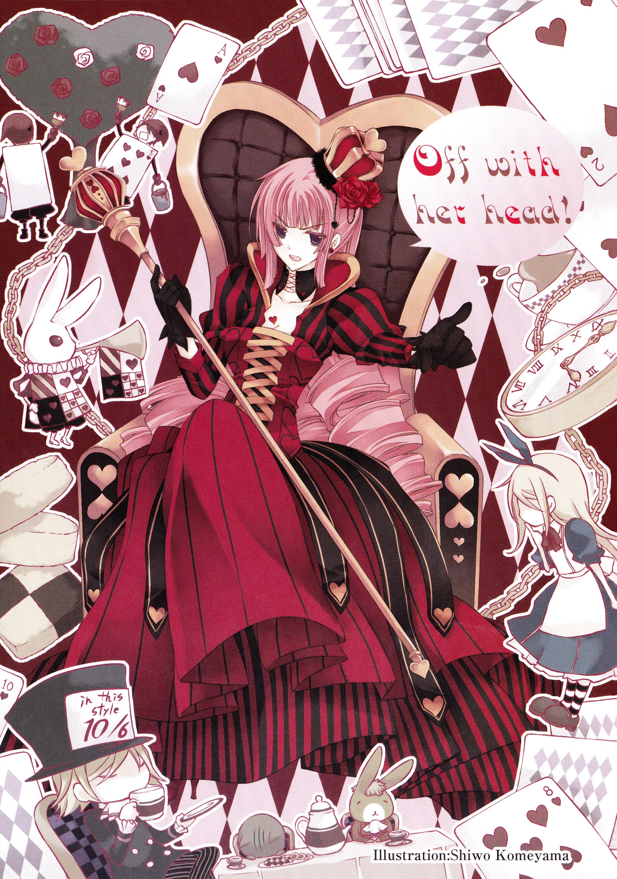 Anime 2008x2860 Alice in Wonderland Alice anime girls anime red dress fantasy art fantasy girl playing cards Red Queen