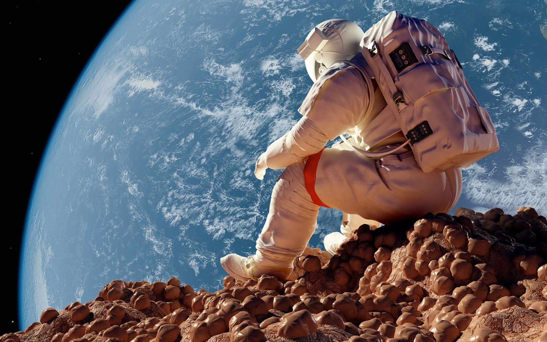 General 1920x1200 astronaut space sitting Earth