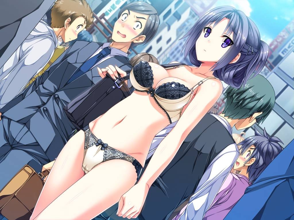 Anime 1024x768 anime anime girls underwear public Game CG big boobs cameltoe exhibitionism