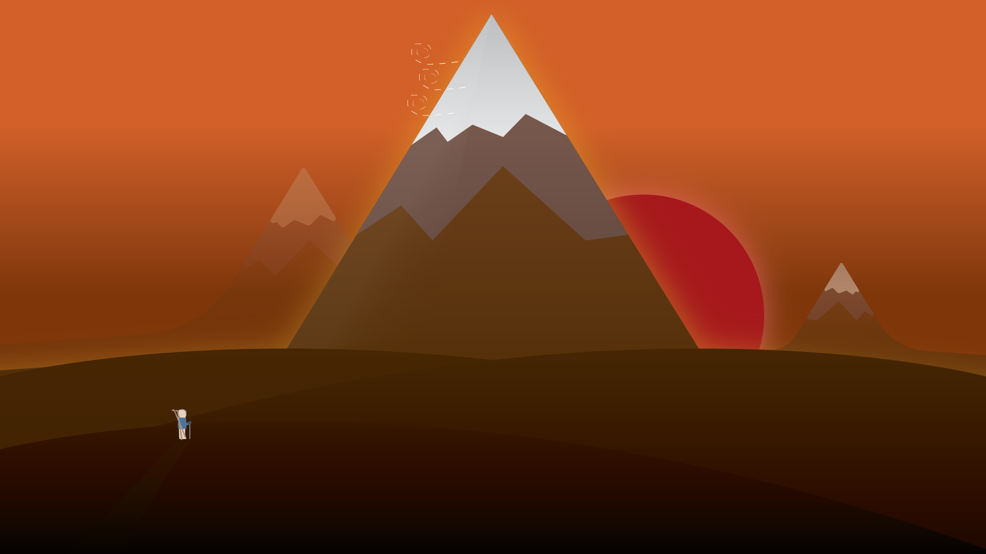 General 1920x1080 minimalism mountain top sunset sunrise digital art