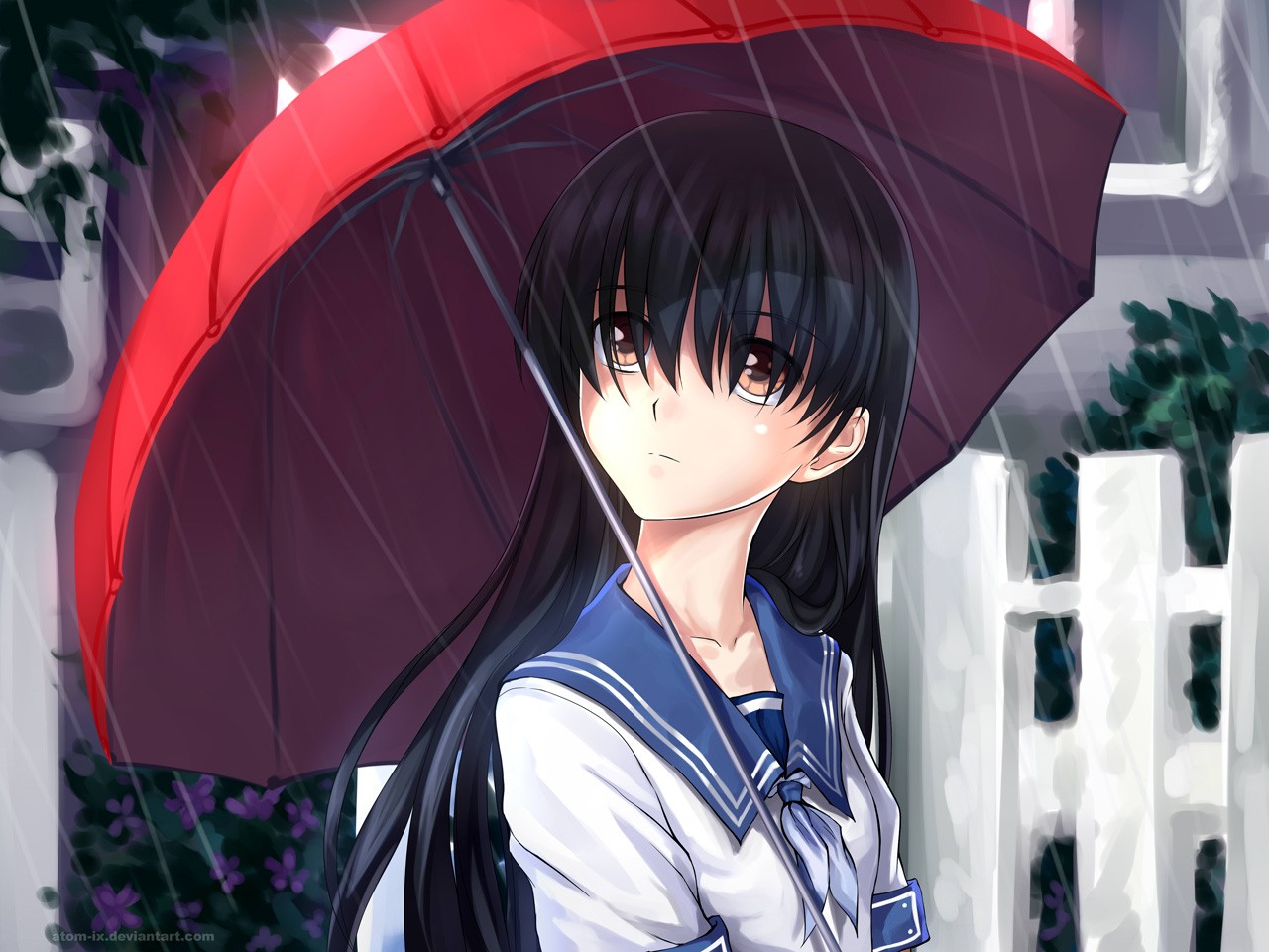 Anime 1280x960 Denpa teki na Kanojo Ame Ochibana anime girls umbrella rain