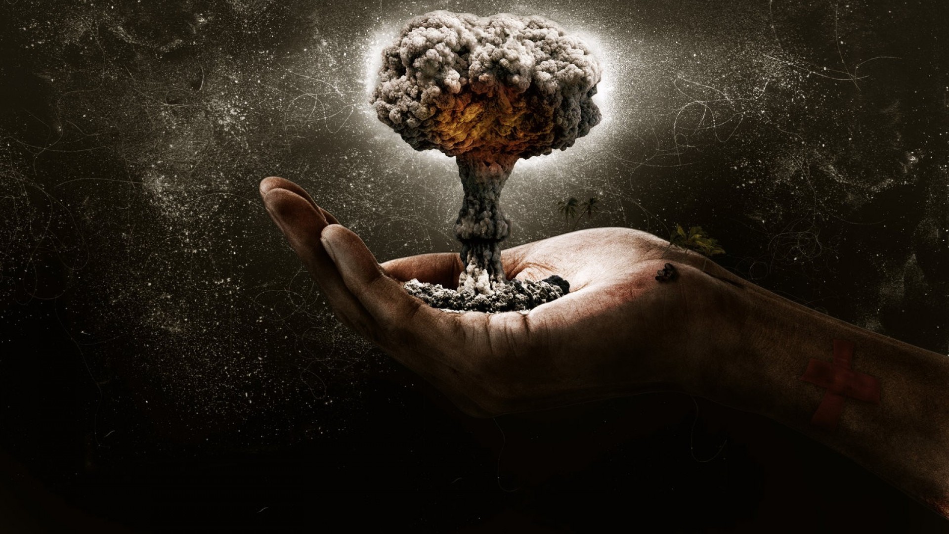 General 1920x1080 hands fingers scratch explosion photo manipulation atomic bomb bombs