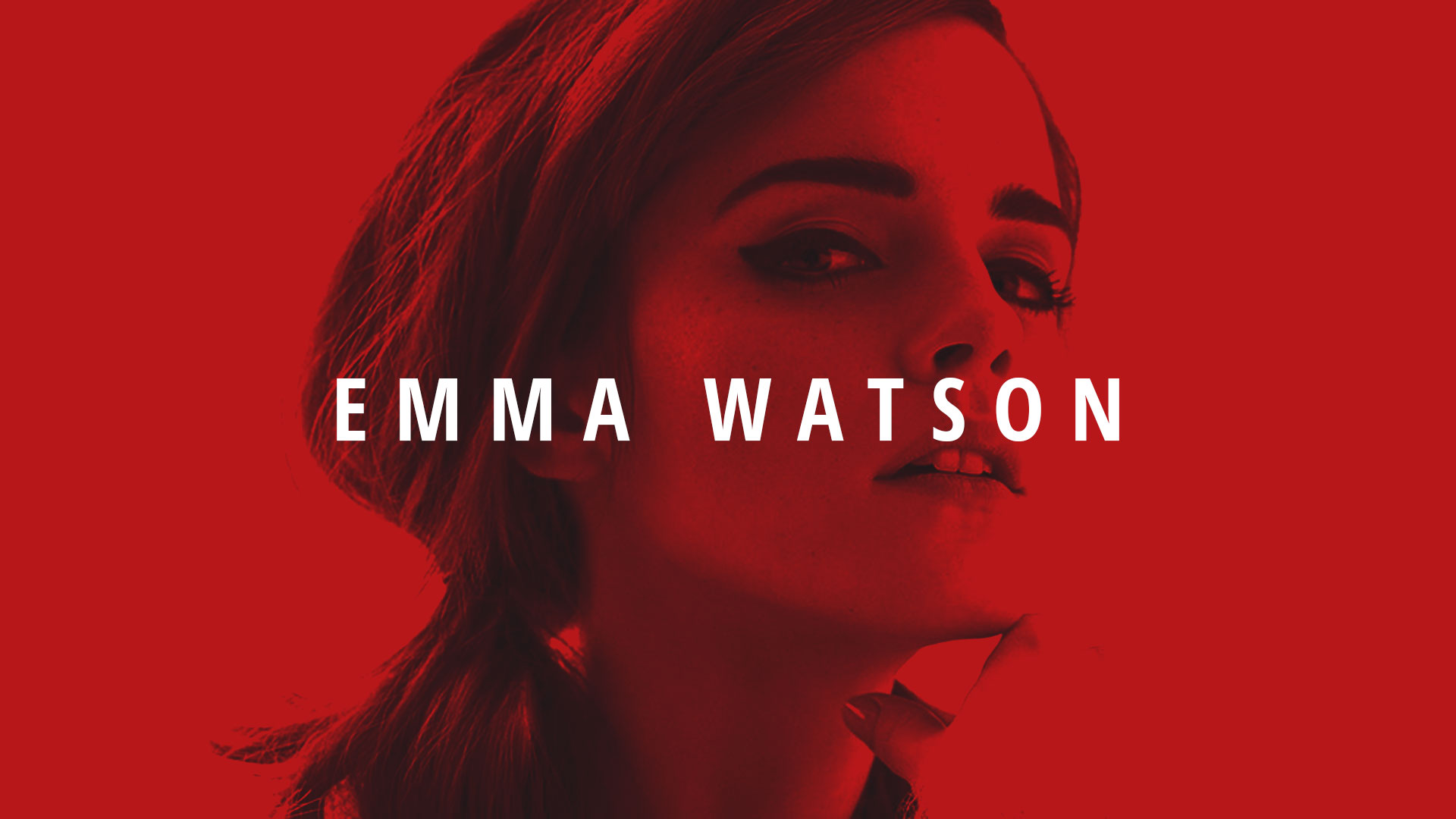 People 1920x1080 Emma Watson red actress women face red background portrait British women closeup simple background typography