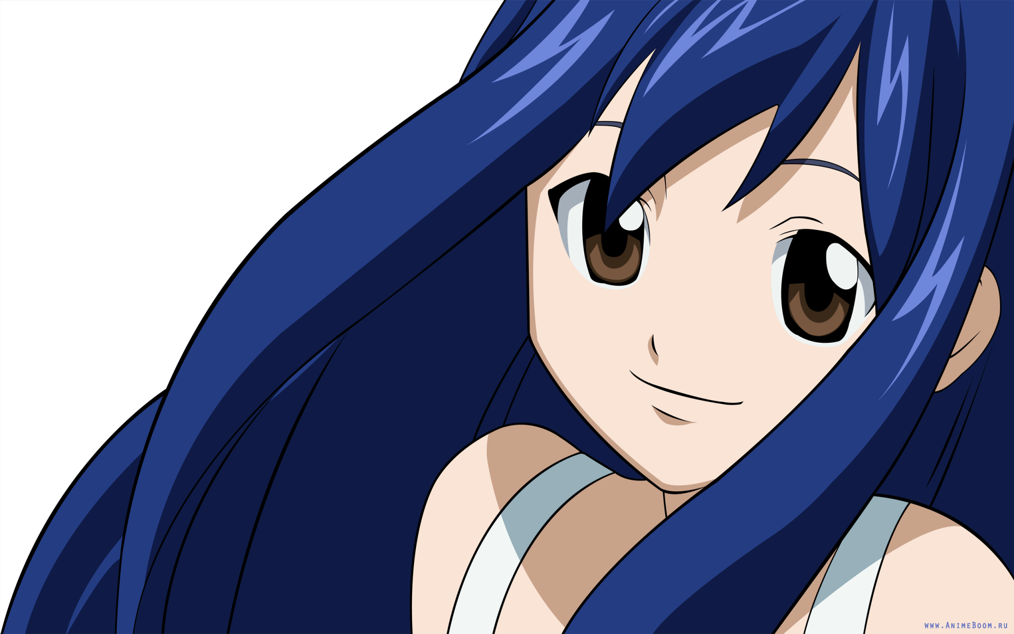Anime 2048x1280 Fairy Tail anime blue hair brown eyes long hair