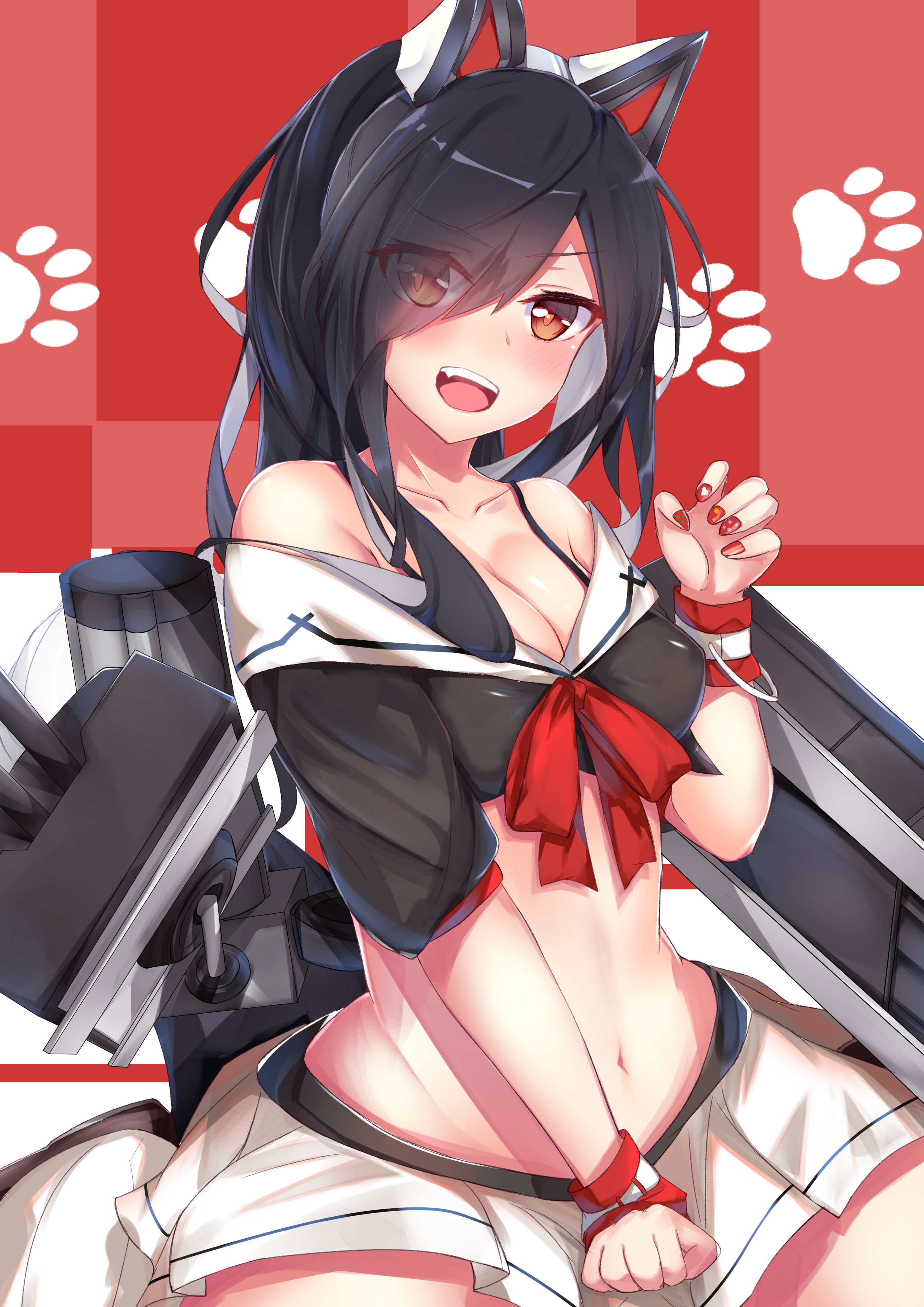 Anime 2798x3956 cleavage boobs Azur Lane school uniform cat girl Shigure (Azur Lane)