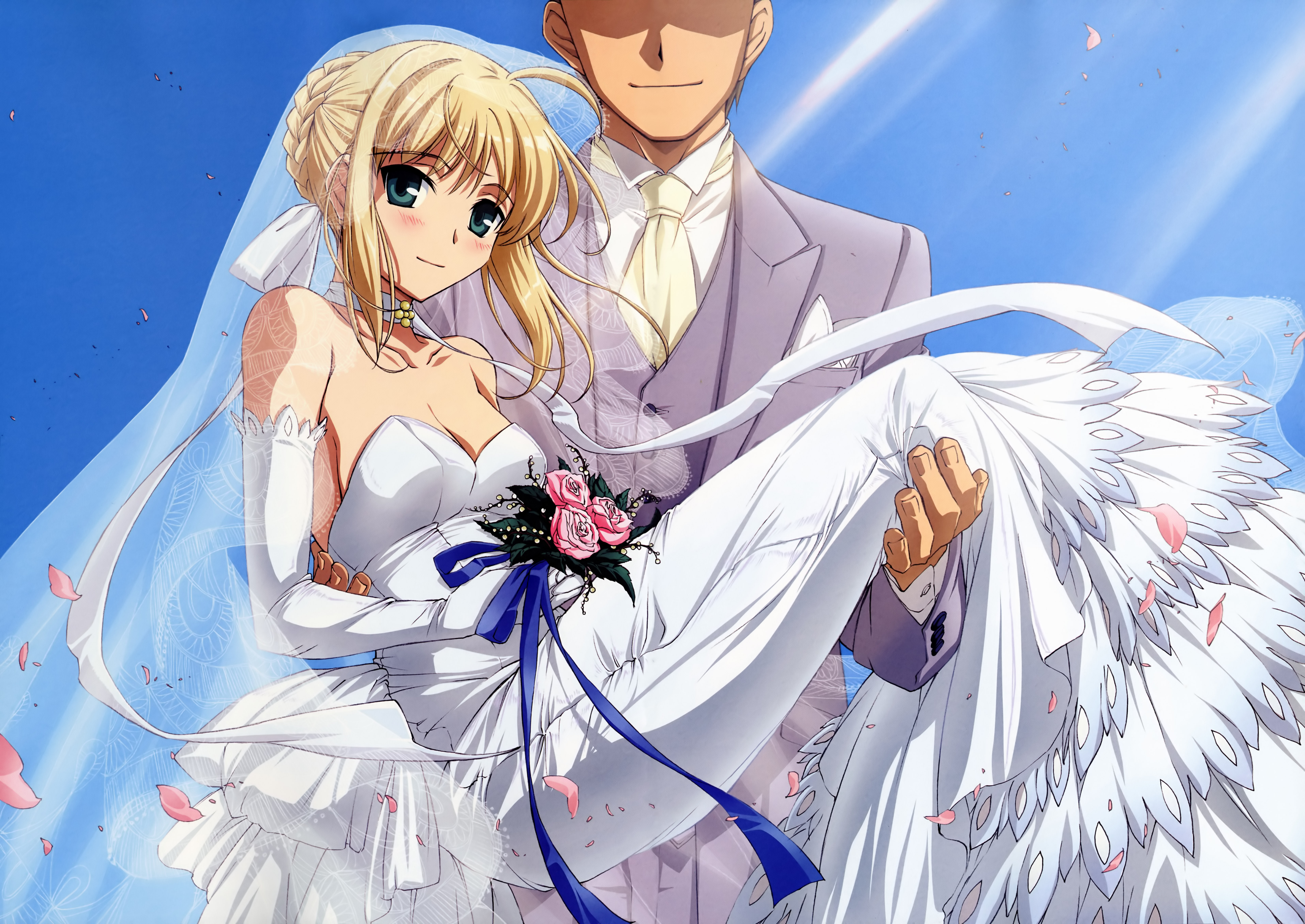 Anime 6607x4677 Fate series Fate/Stay Night anime girls Saber wedding dress bridal veil blonde Artoria Pendragon