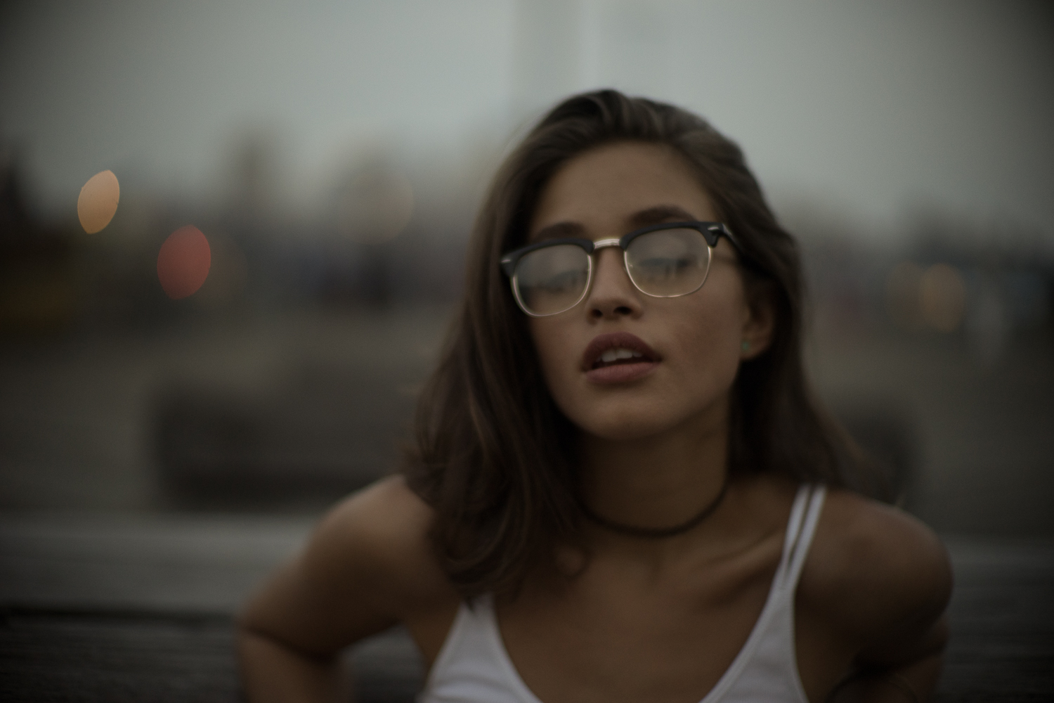 People 1500x1000 women lips glasses urban brunette choker Nicole Zimmermann