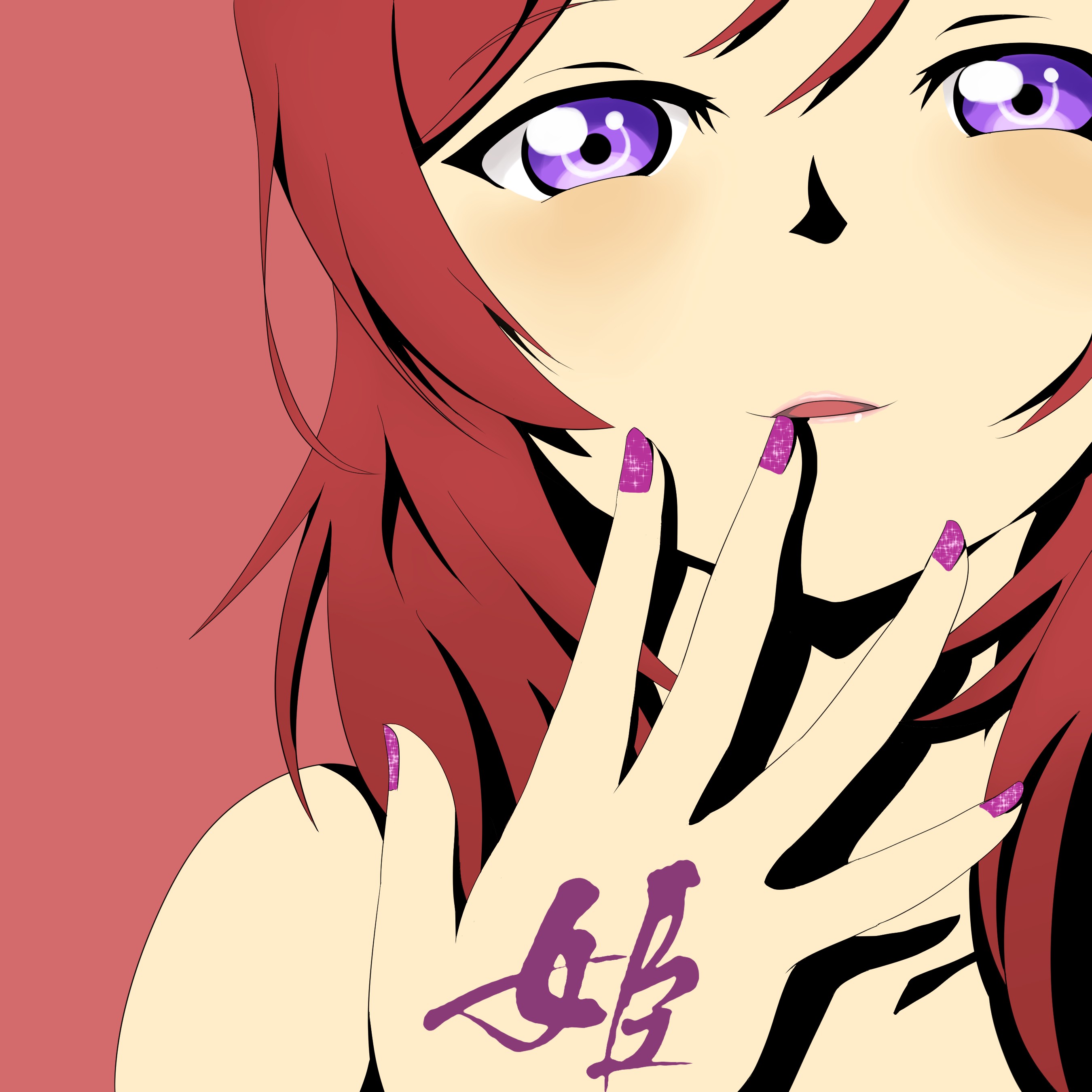 Anime 2700x2700 Love Live! anime girls Nishikino Maki face purple eyes painted nails anime
