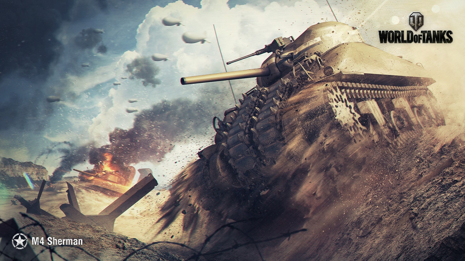 General 1920x1080 tank video game art video games M4 Sherman military military vehicle vehicle PC gaming