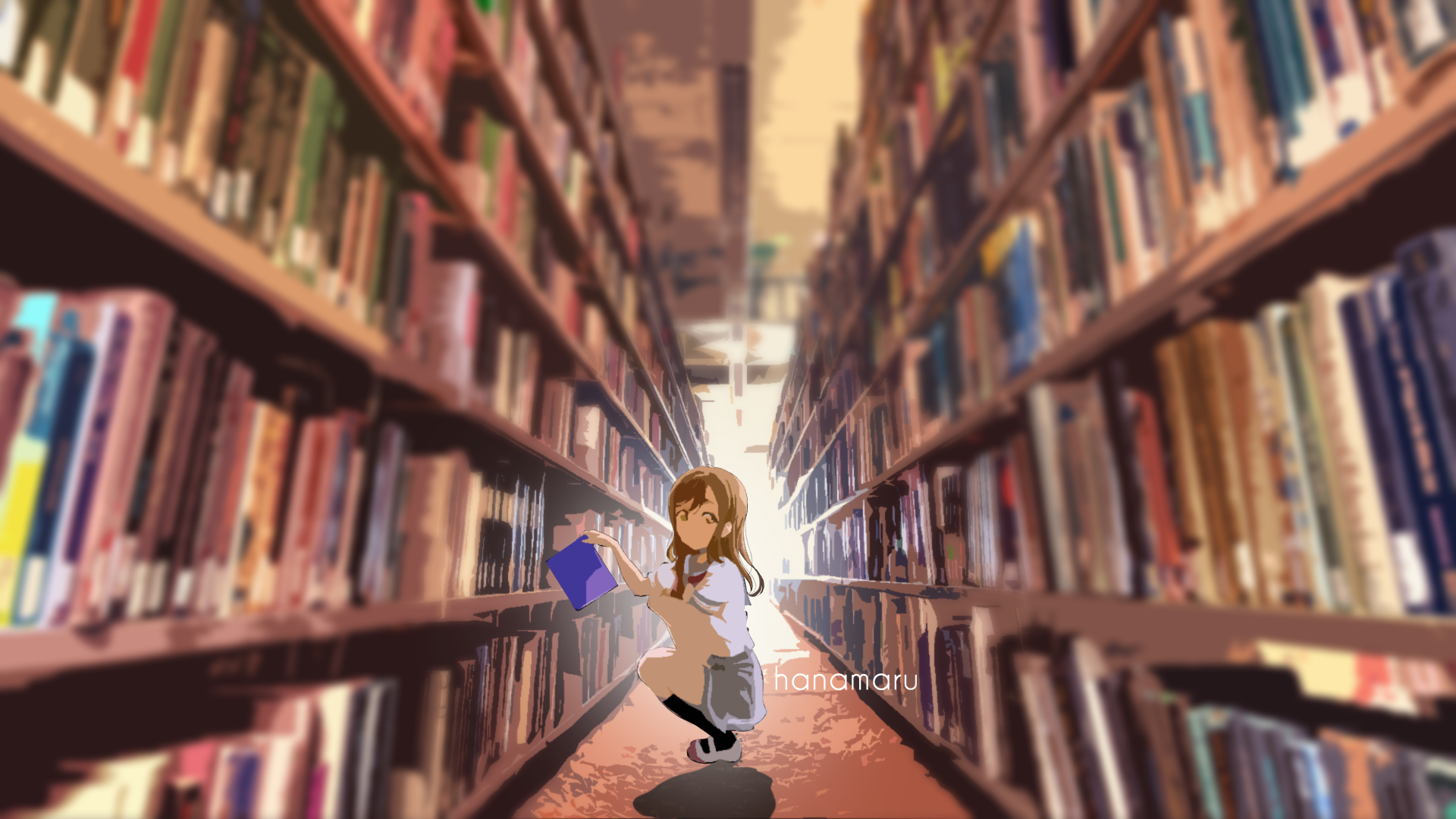 Anime 1920x1080 library blurred Love Live! anime anime girls books
