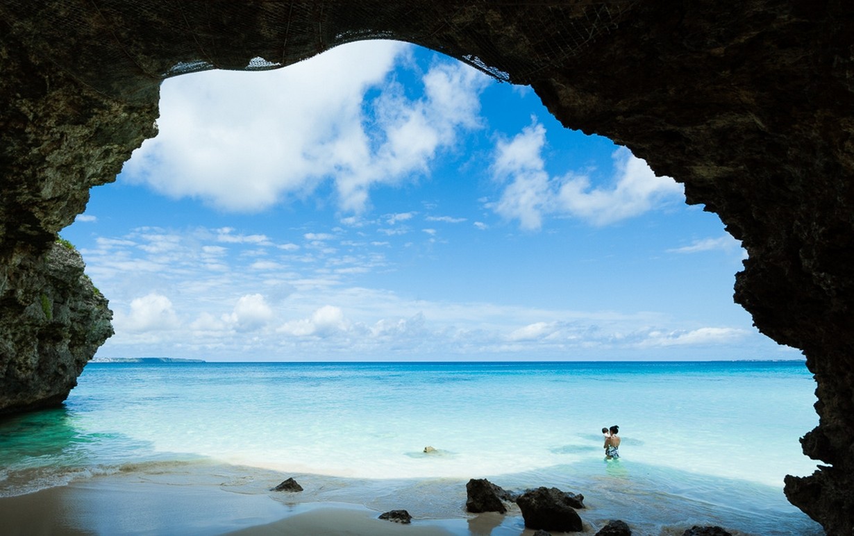 General 1230x772 nature photography sea beach cave rocks sand clouds island summer women baby Japan Asia