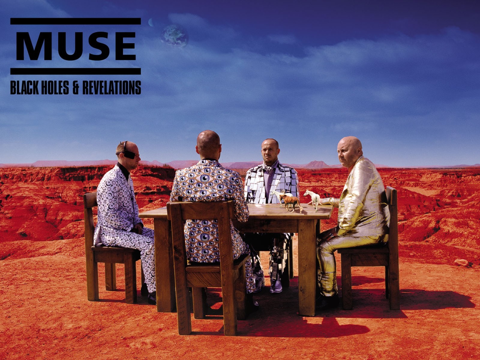 General 1600x1200 album covers Muse  music band desert men suits Earth Moon Mars red table