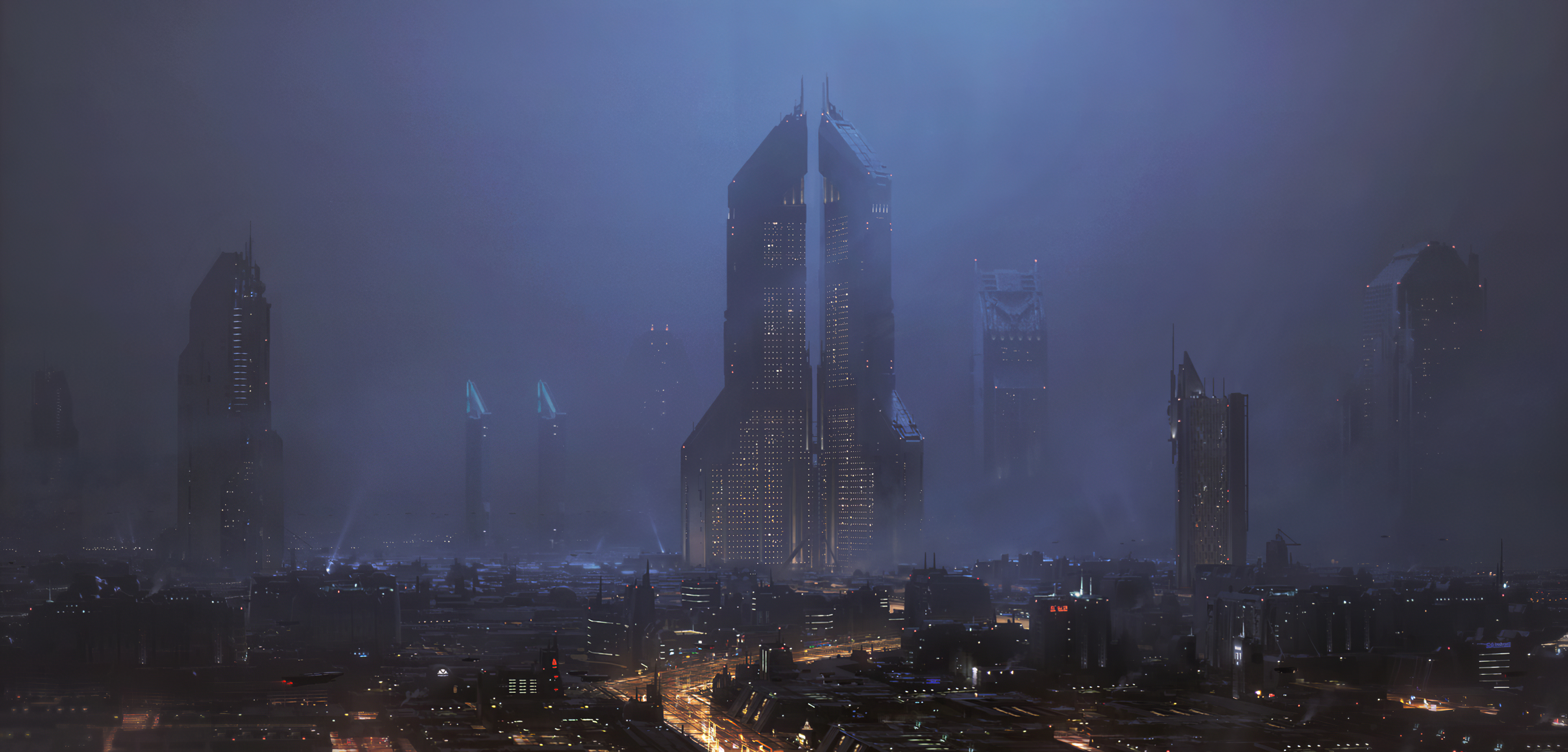 General 3840x1842 futuristic city futuristic city science fiction digital art