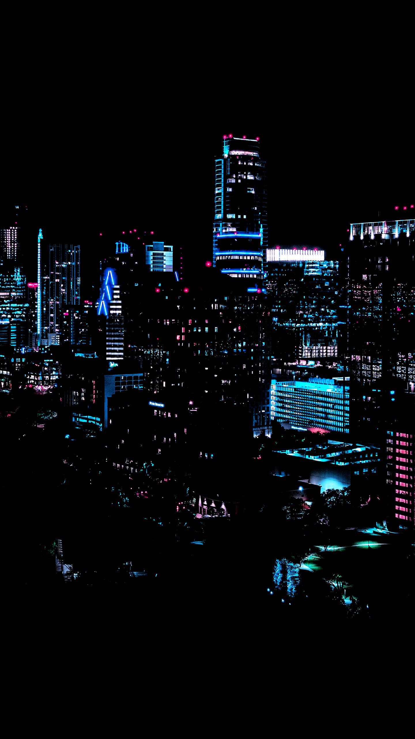 General 1440x2560 city night dark building lights blue city lights portrait display black cyan