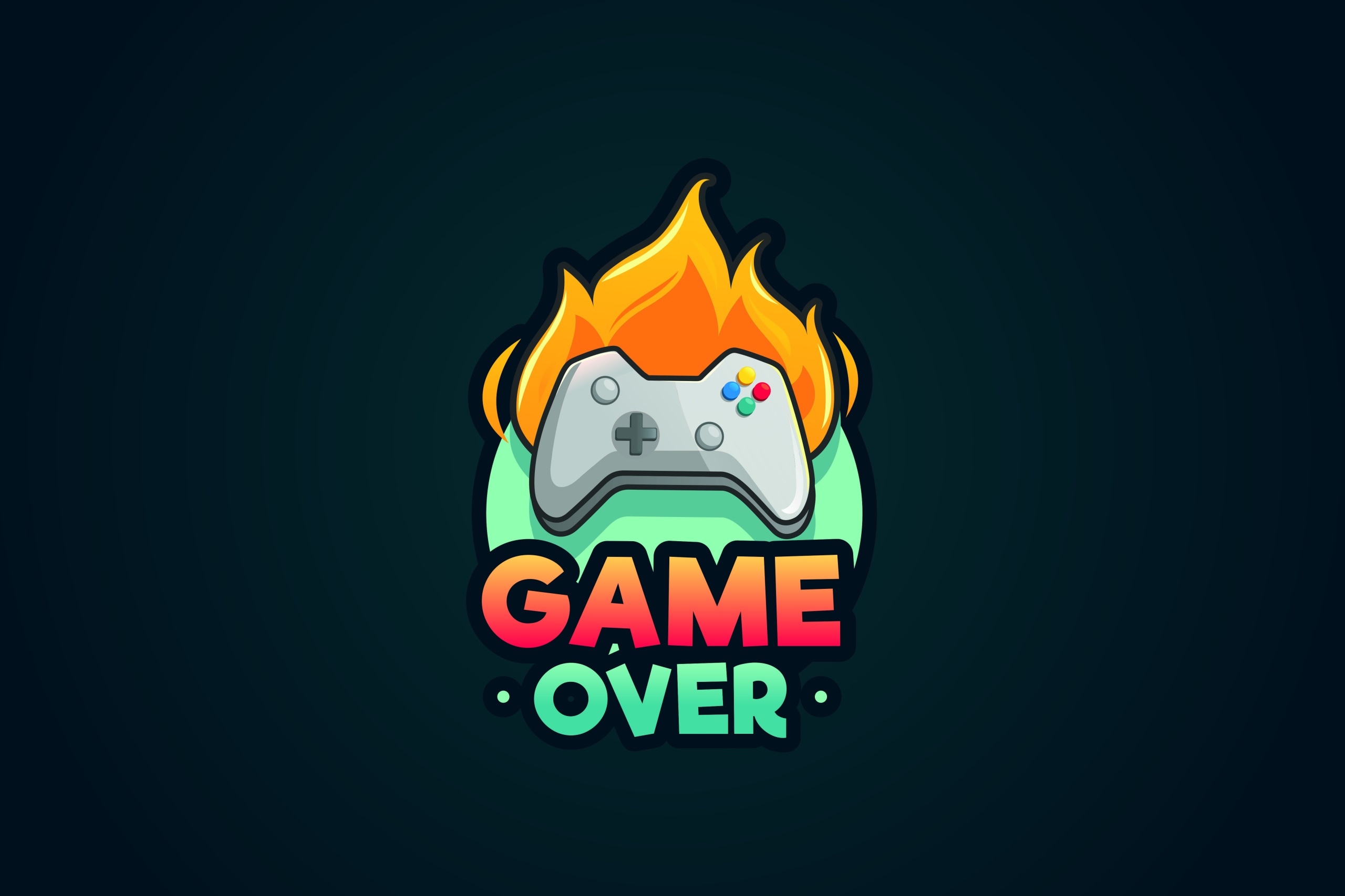 General 2560x1707 GAME OVER minimalism controllers simple background video games