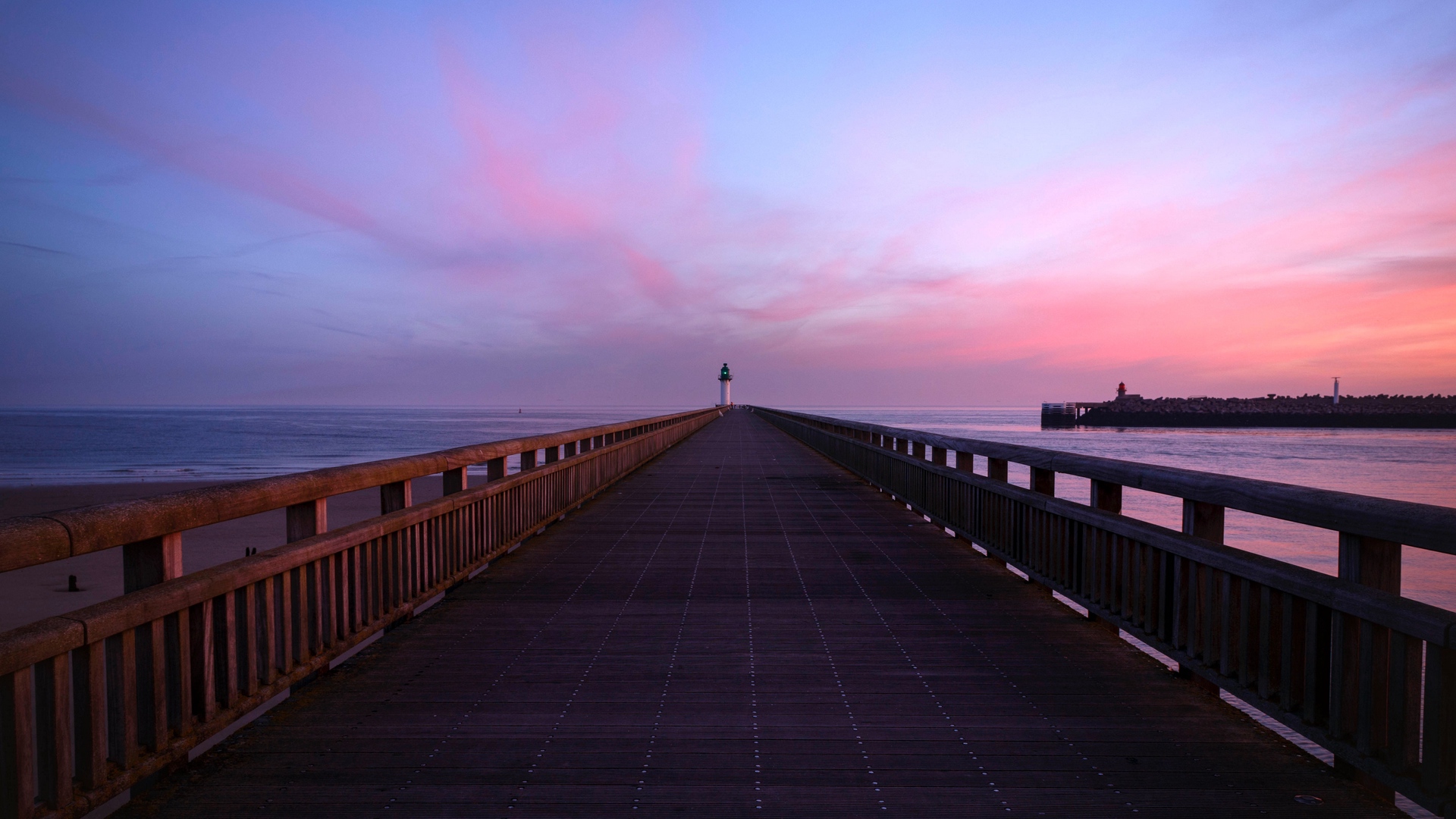 General 1920x1080 pier lighthouse horizon sea sky morning