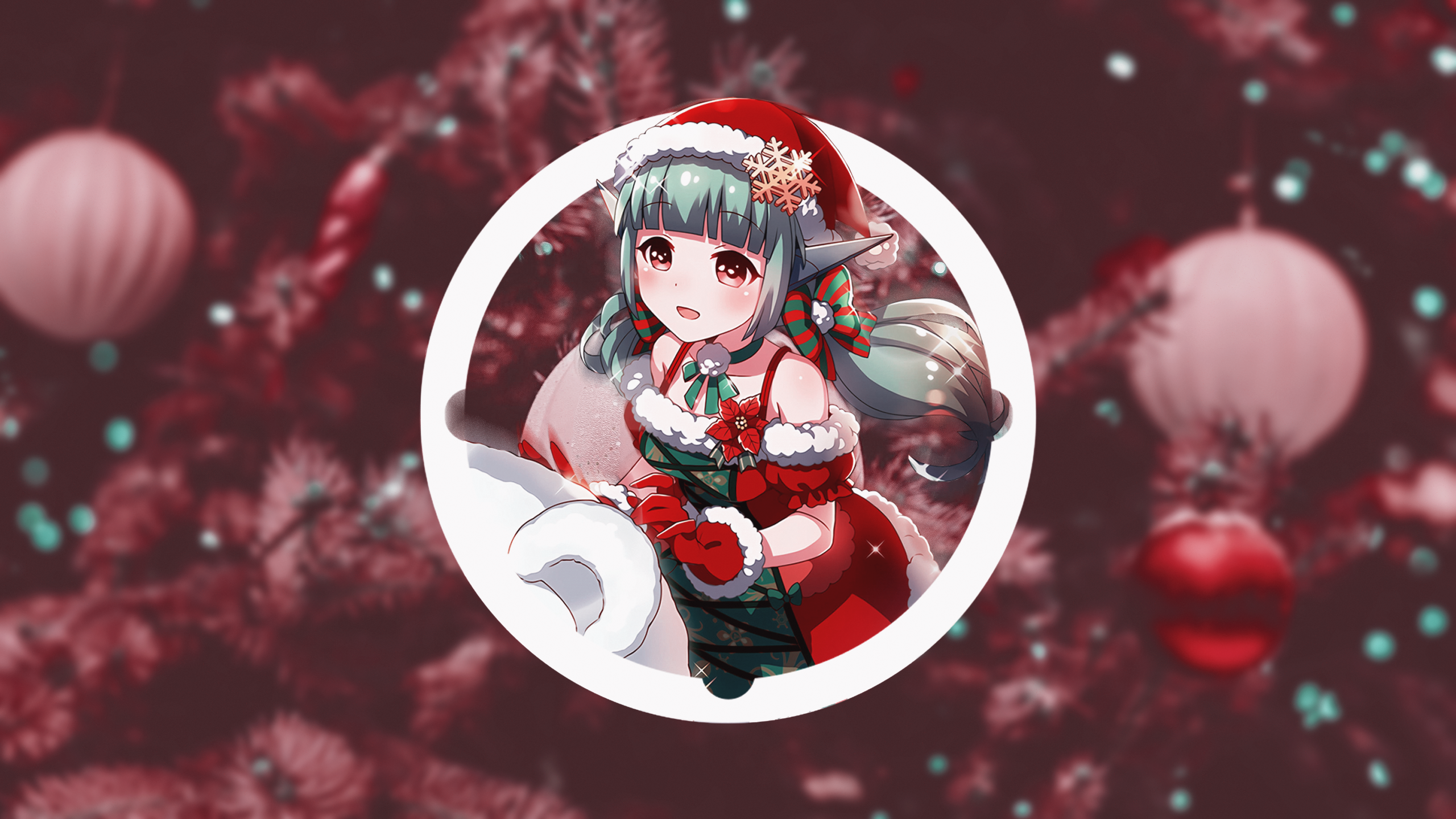 Anime 2560x1440 Christmas anime girls Santa girl picture-in-picture