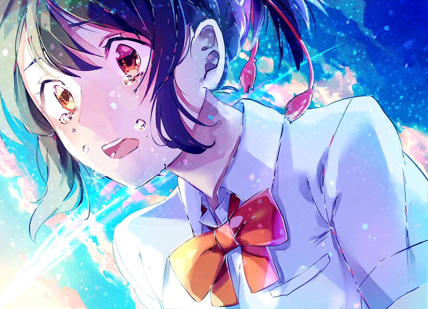 Anime 1800x1300 anime anime girls tears Kimi no Na Wa Miyamizu Mitsuha