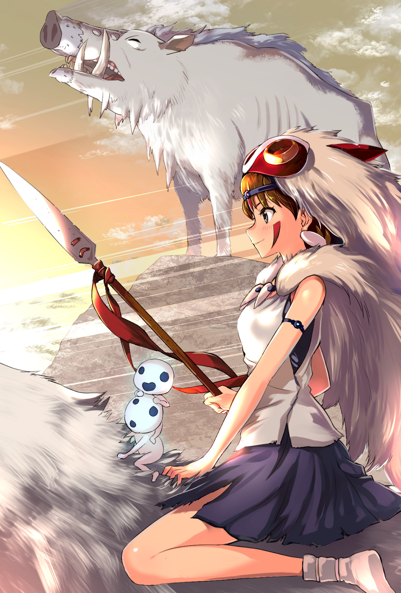 Anime 1378x2039 anime anime girls Wild Boar spear Princess Mononoke