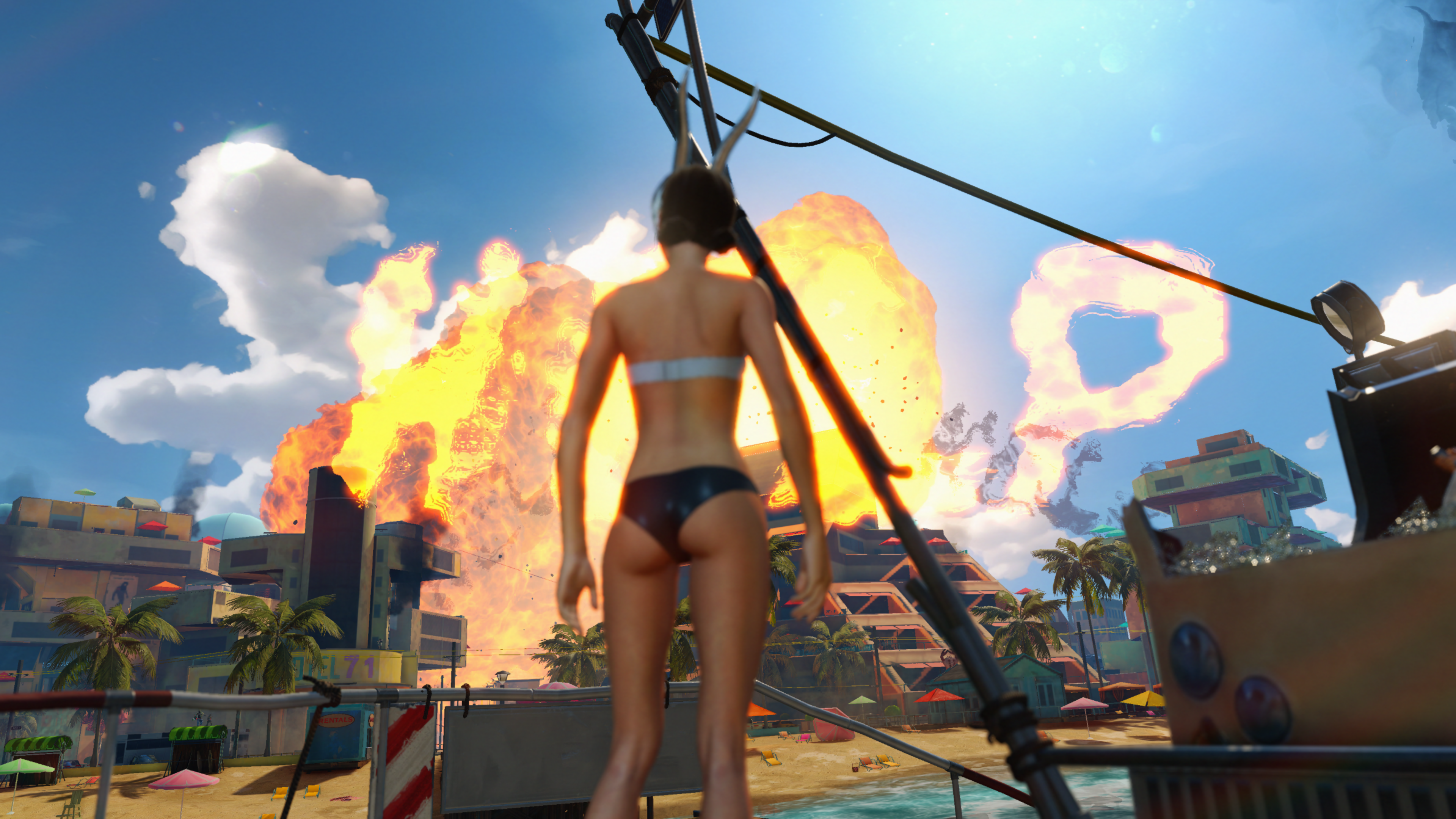 General 3840x2160 video game characters women Sunset Overdrive explosion