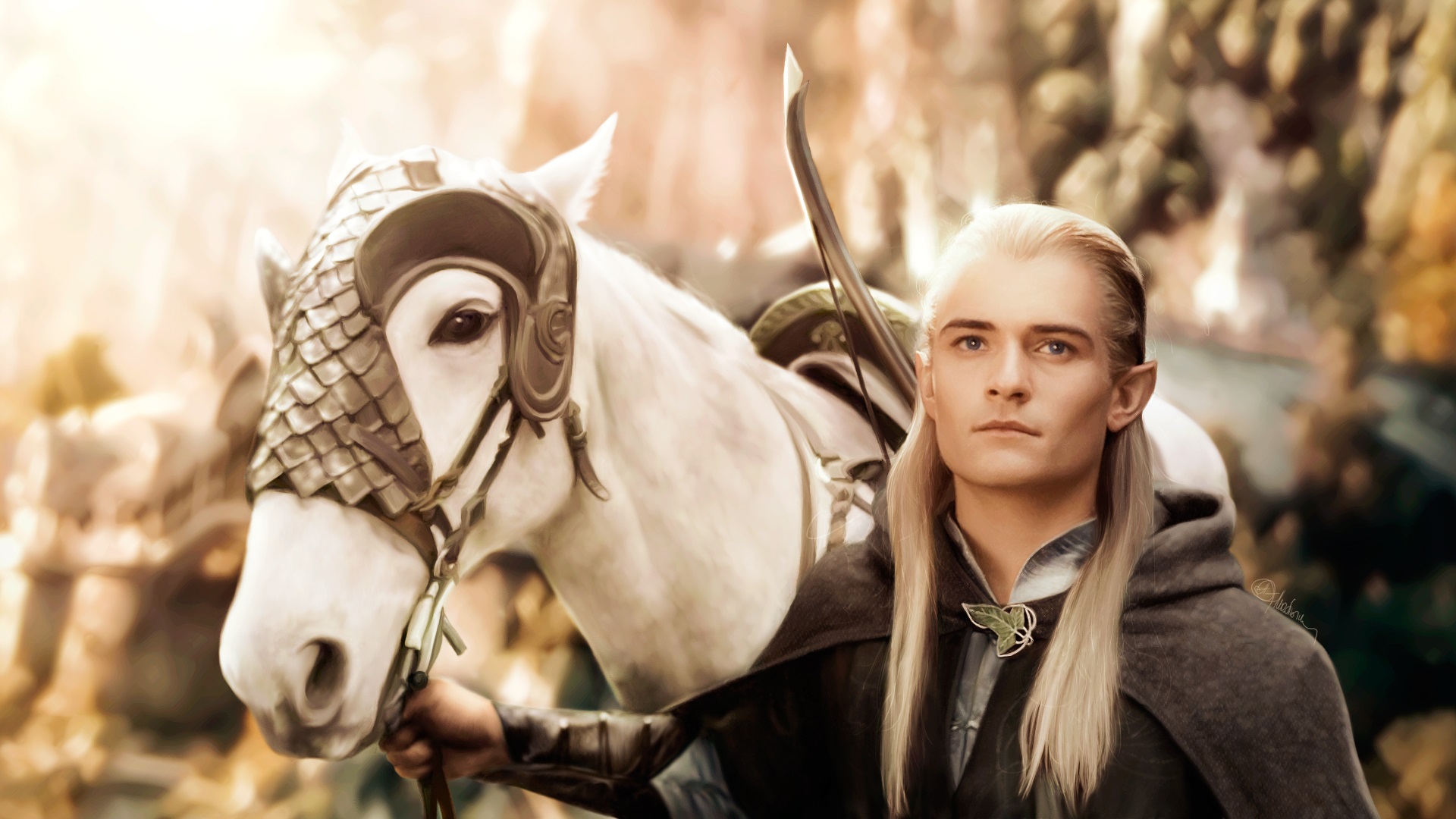 People 1920x1080 Legolas Orlando Bloom horse elves men long hair blonde The Lord of the Rings movies actor Arod