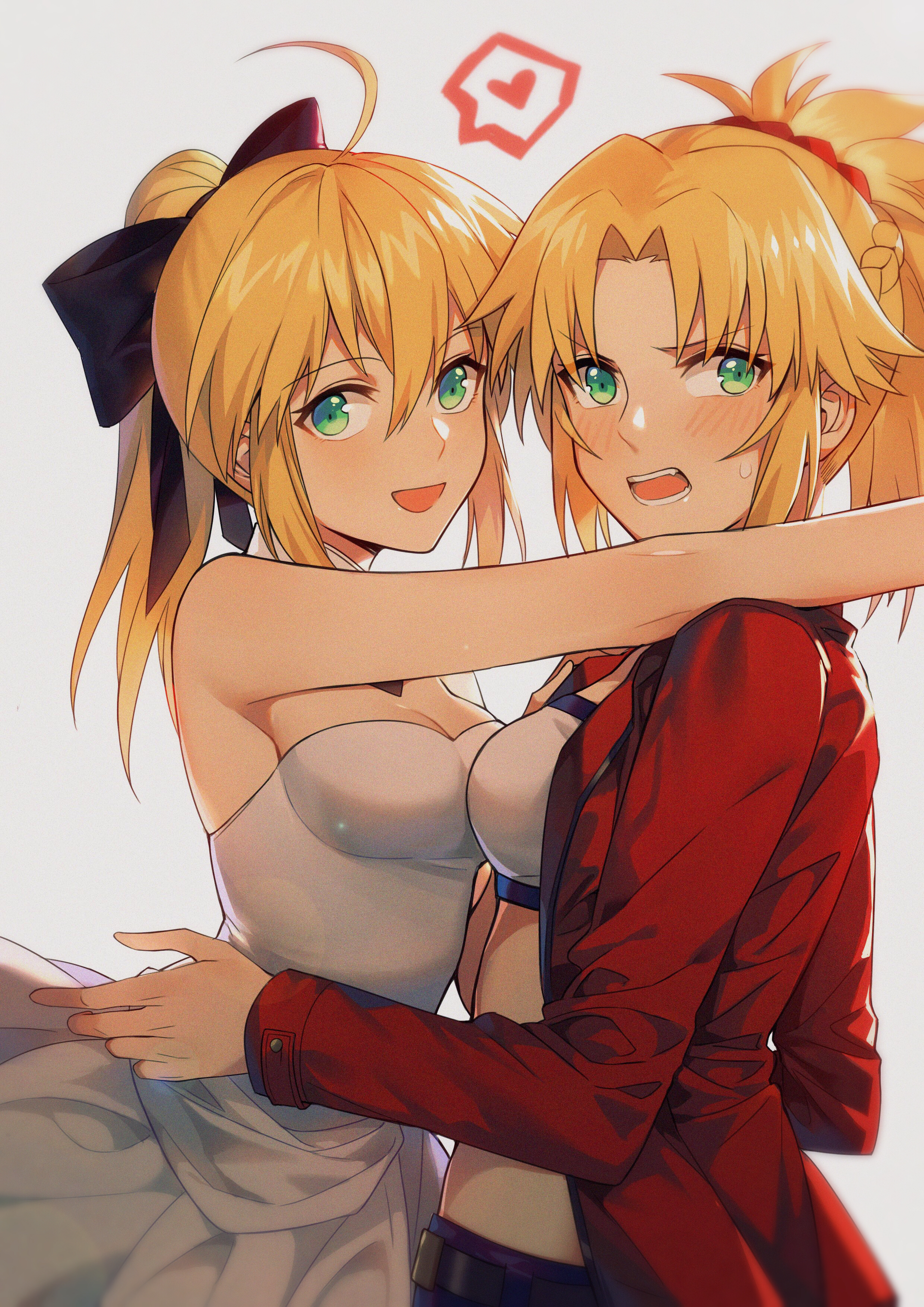 Anime 2480x3508 anime anime girls digital art artwork portrait display 2D Yorukun Fate series Fate/Grand Order Fate/Apocrypha  Fate/Unlimited Codes  Artoria Pendragon Saber Lily Mordred (Fate/Apocrypha) blonde green eyes