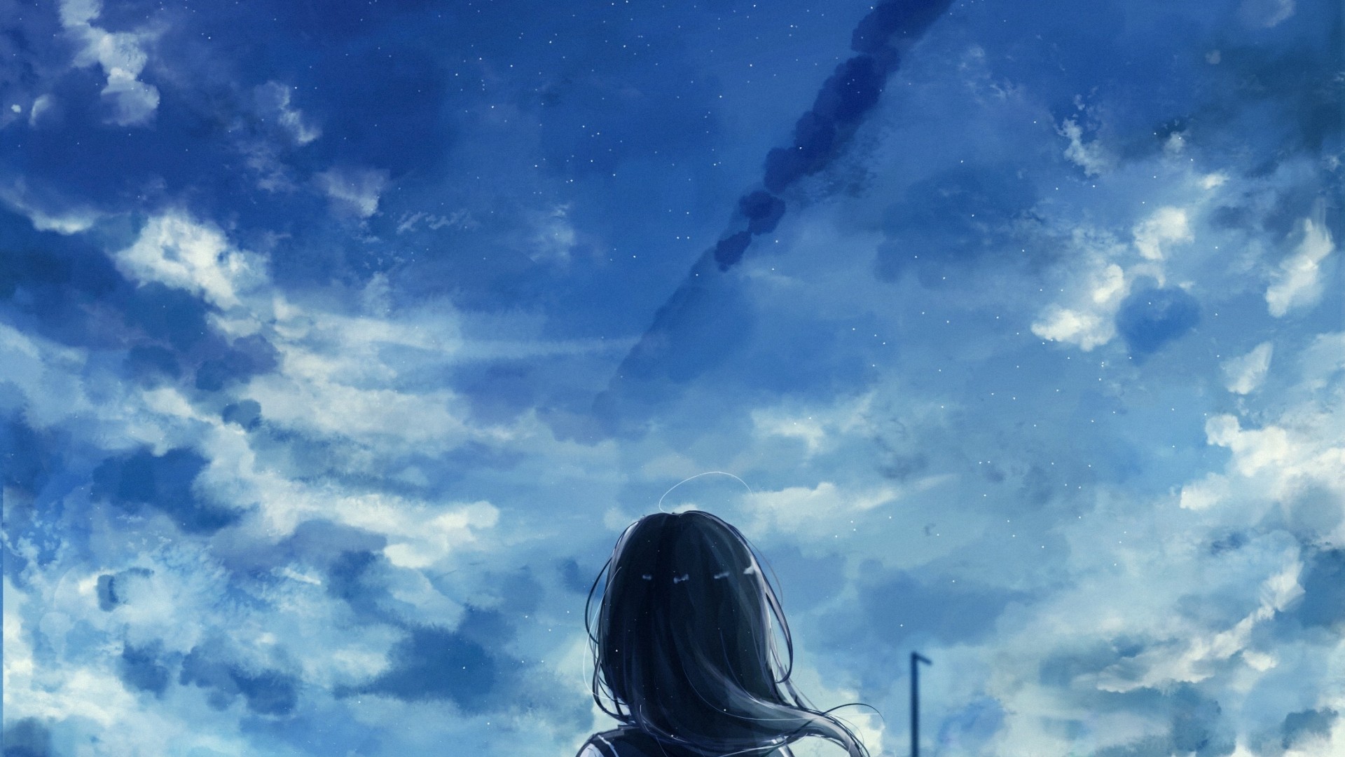 Anime 1920x1080 anime anime girls clouds sky nature cropped artwork Amenomori Howa