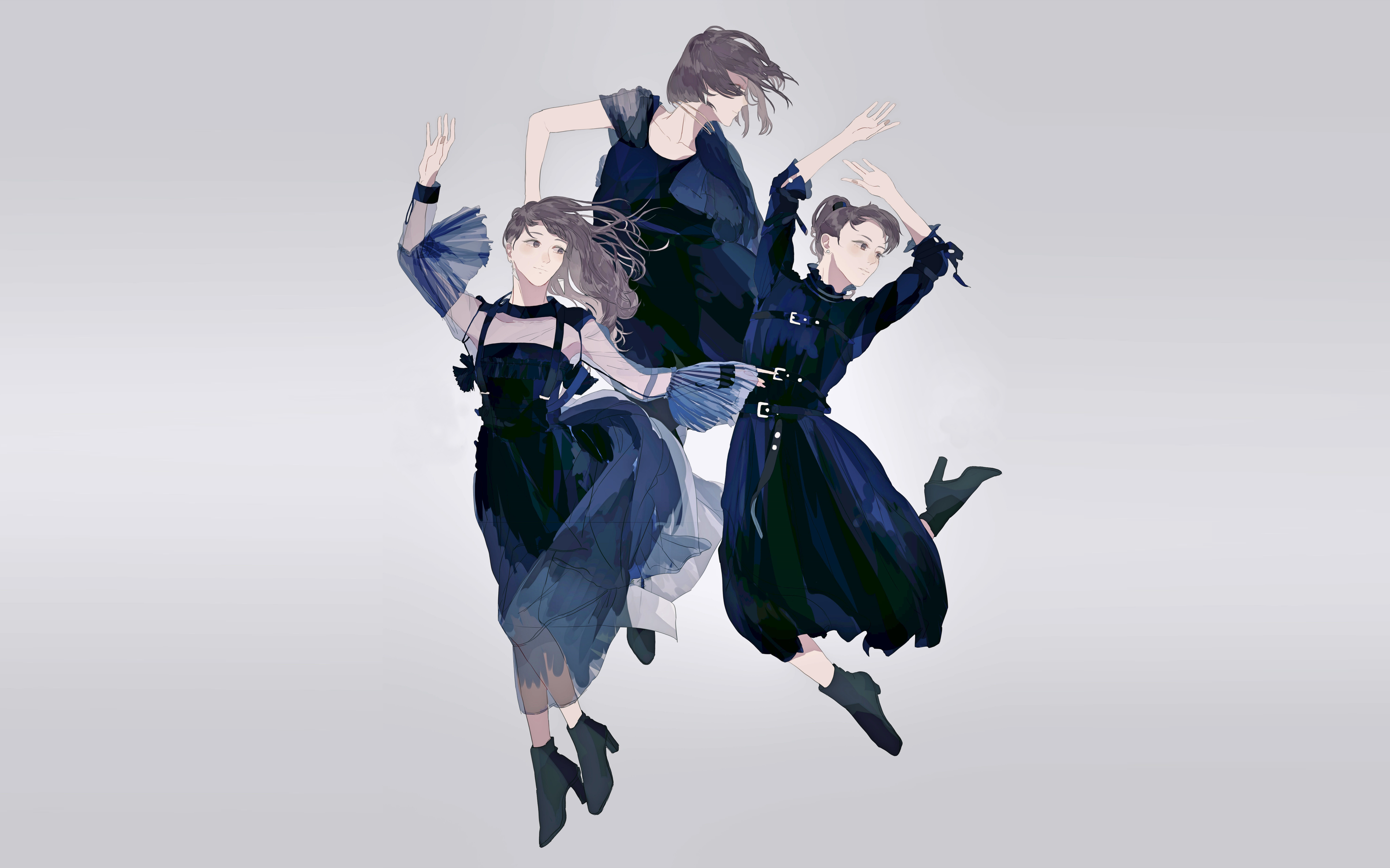 Anime 5200x3250 simple background original characters dress dancer