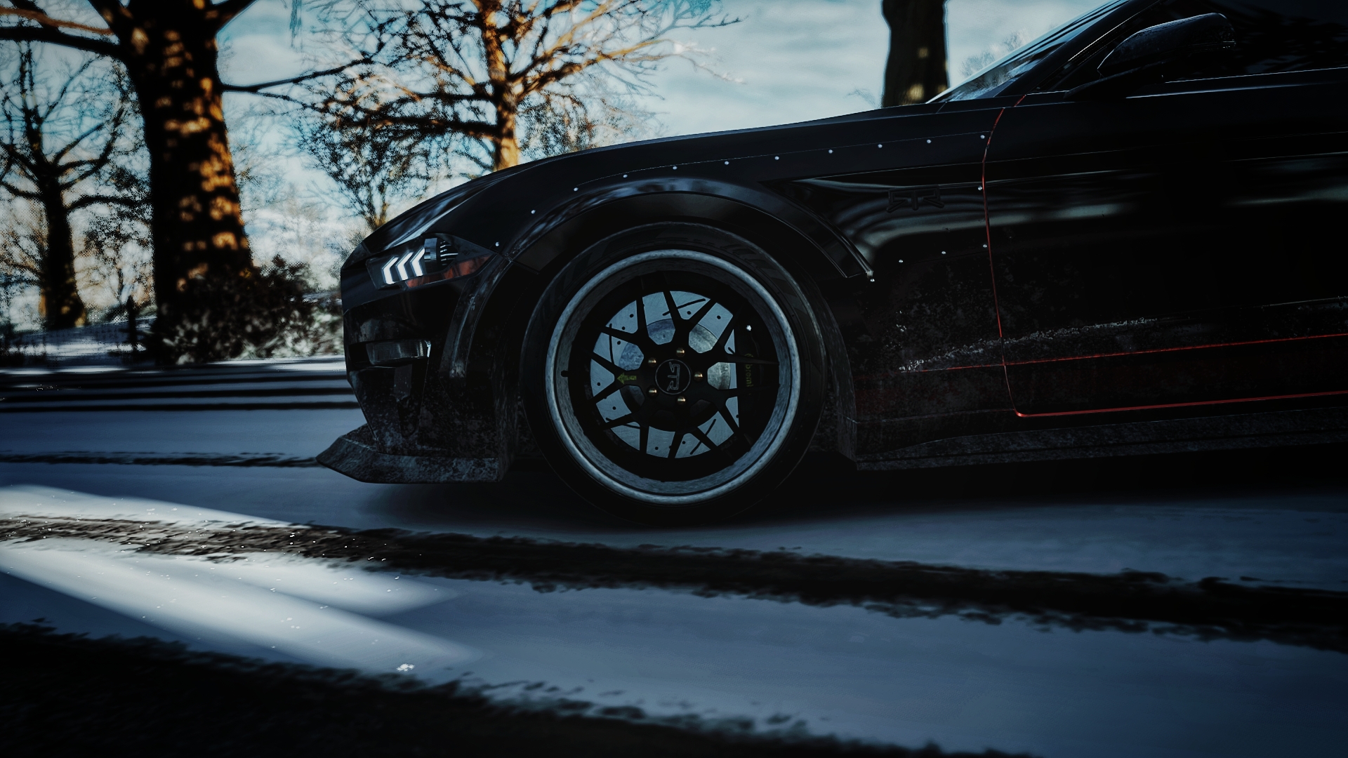 General 1920x1080 Ford Mustang RTR Ford Ford Mustang car winter Ford Mustang S550 Forza Horizon 4 headlights side view video games video game art screen shot snow trees CGI muscle cars American cars Turn 10 Studios PlaygroundGames Xbox Game Studios V8 engine
