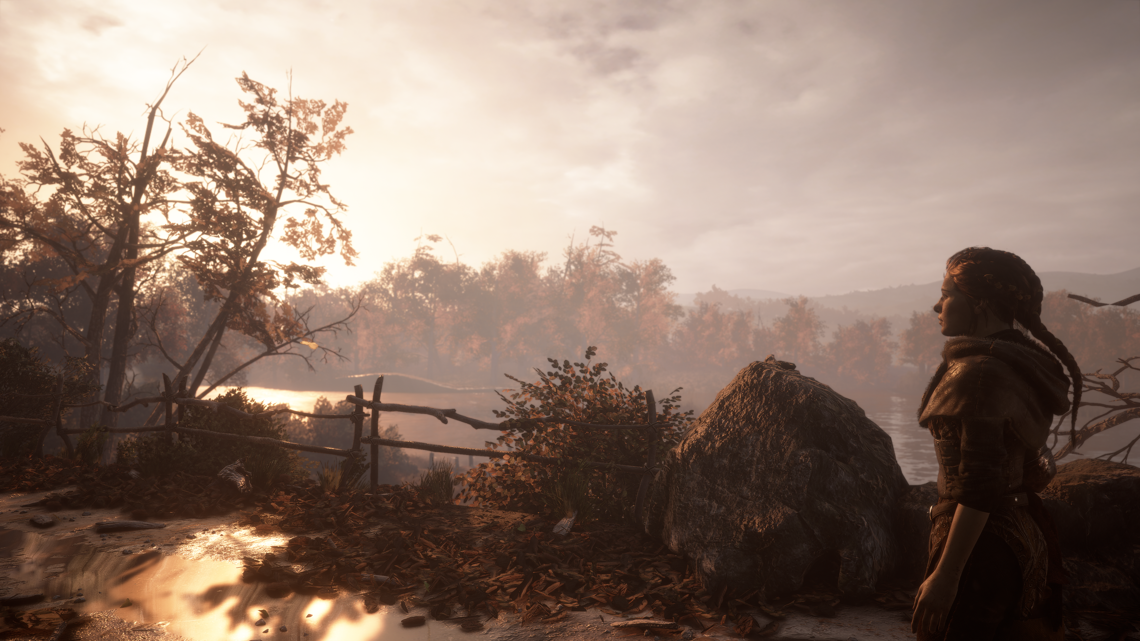 General 3840x2160 A Plague Tale Innocence PC gaming screen shot trees water Asobo Studio Amicia