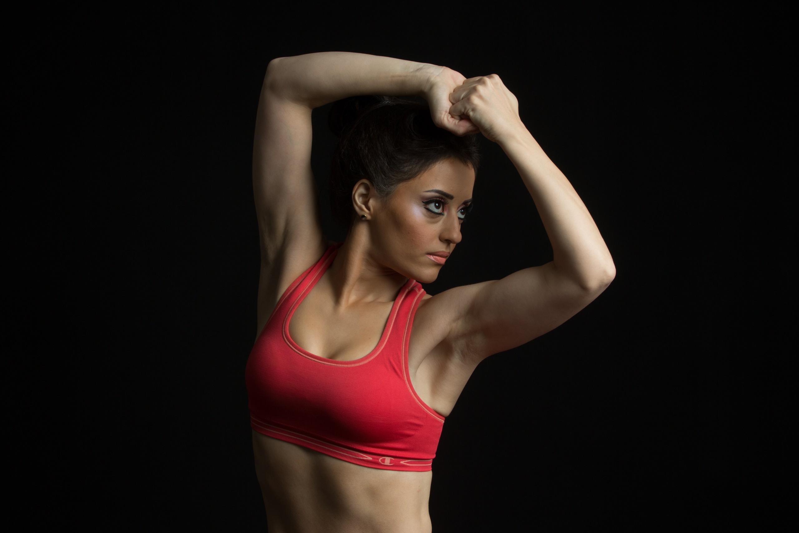 People 2560x1707 fitness model simple background black background women armpits