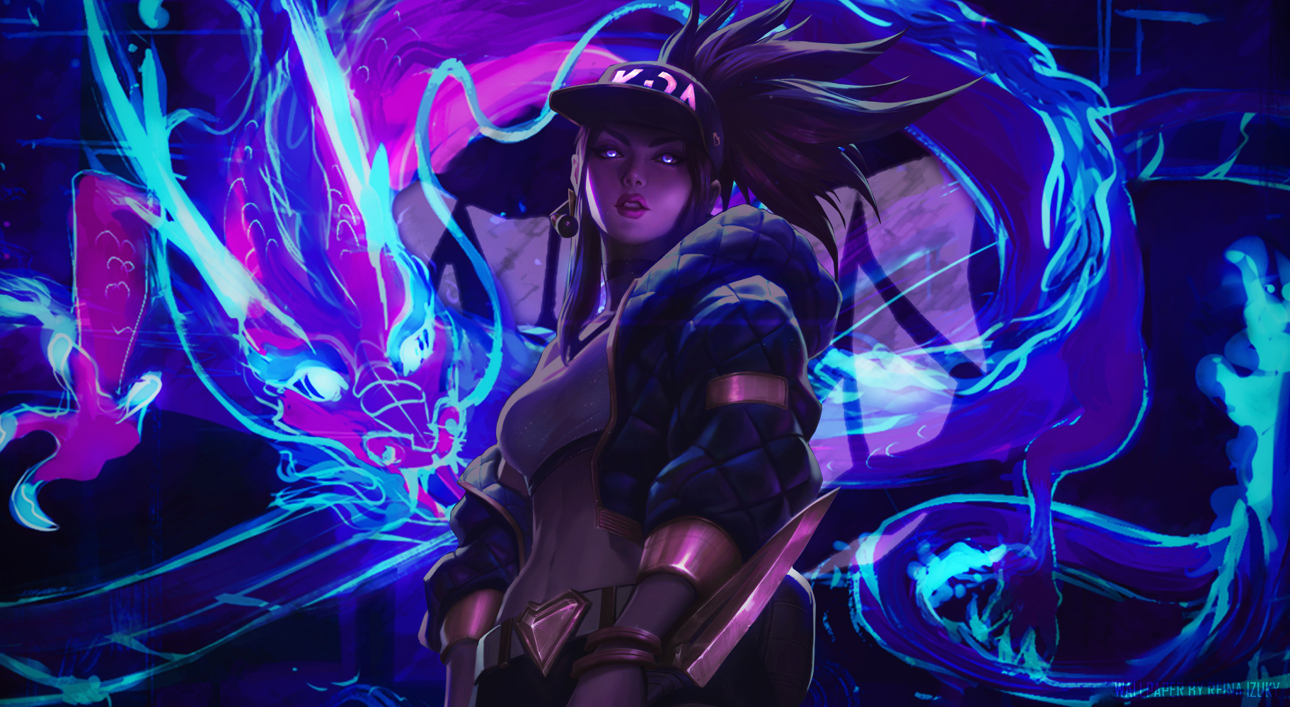 General 1823x1000 Akali (League of Legends) League of Legends K/DA video games video game girls purple hair video game characters Riot Games
