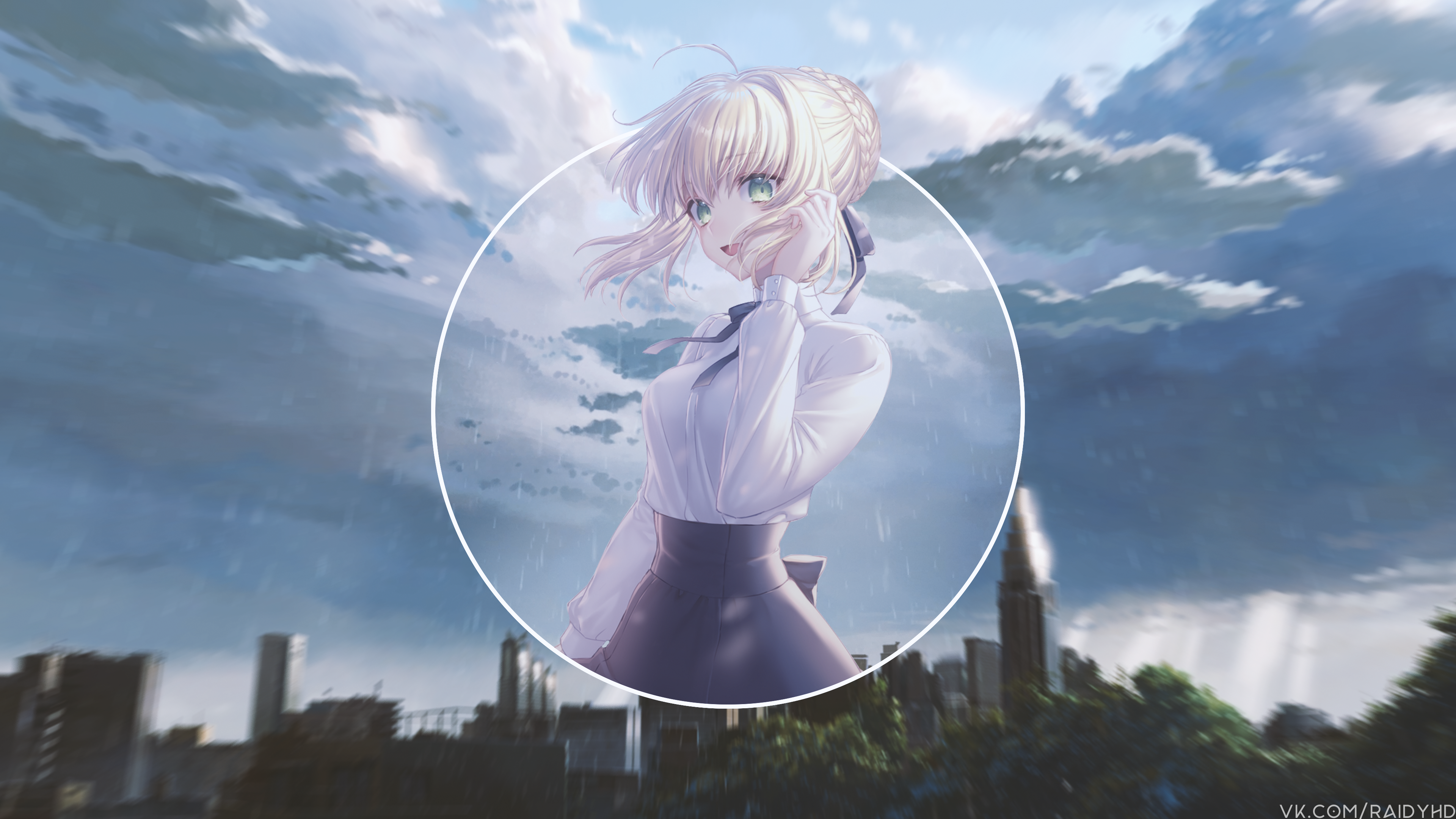 Anime 3840x2160 anime girls anime picture-in-picture Fate series Saber Artoria Pendragon watermarked