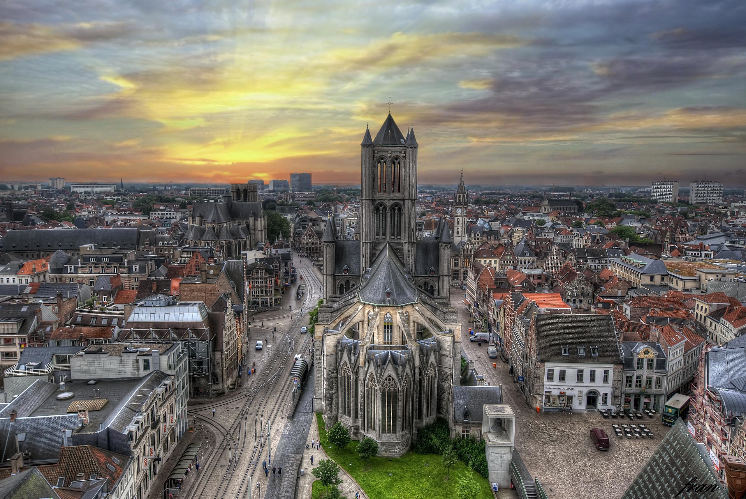 General 2560x1714 city cityscape sky cathedral HDR Belgium St. Nicolas Church, Ghent, Belgium