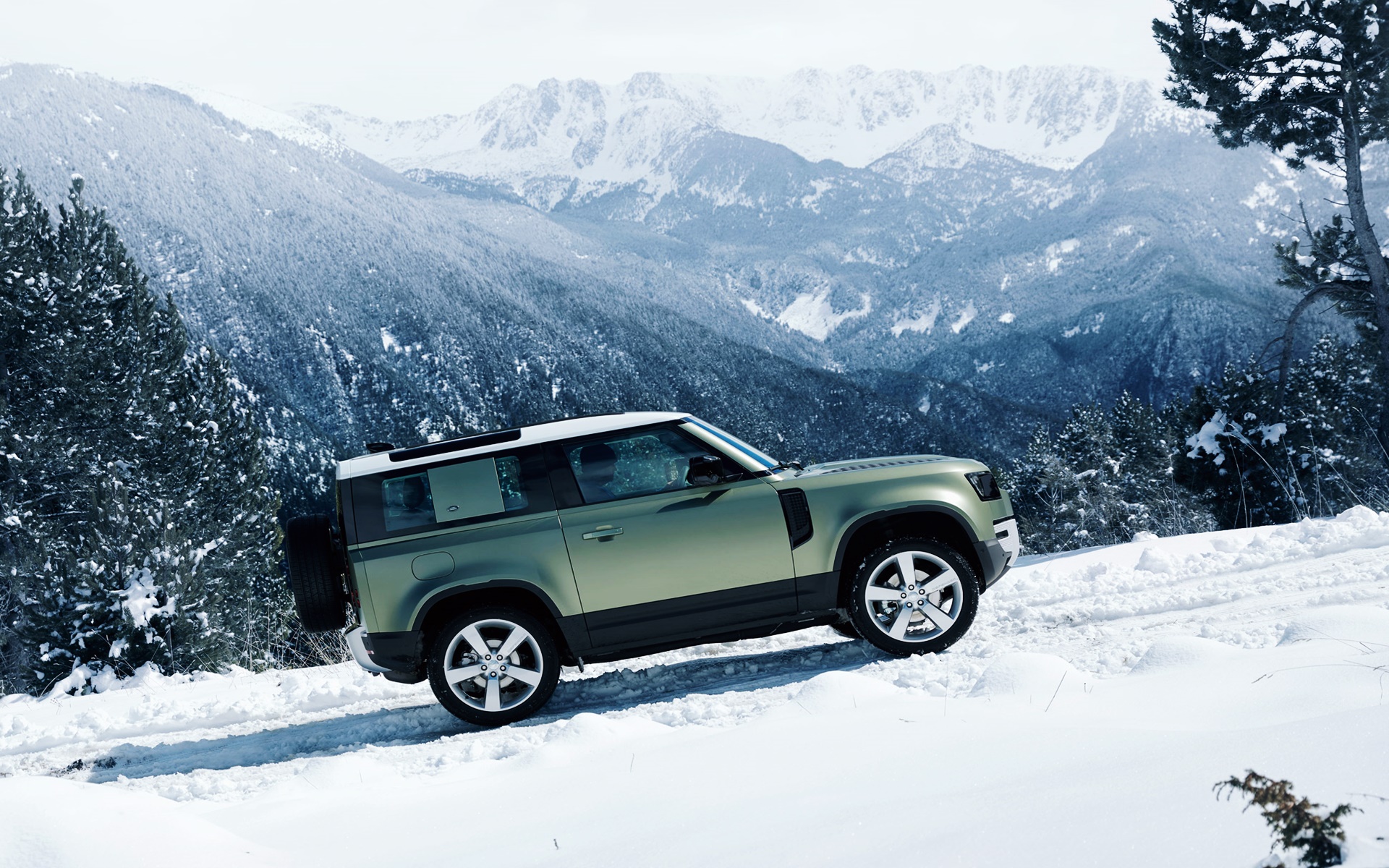 General 1920x1200 Land Rover Defender Land Rover snow mountains SUV British cars car winter nature