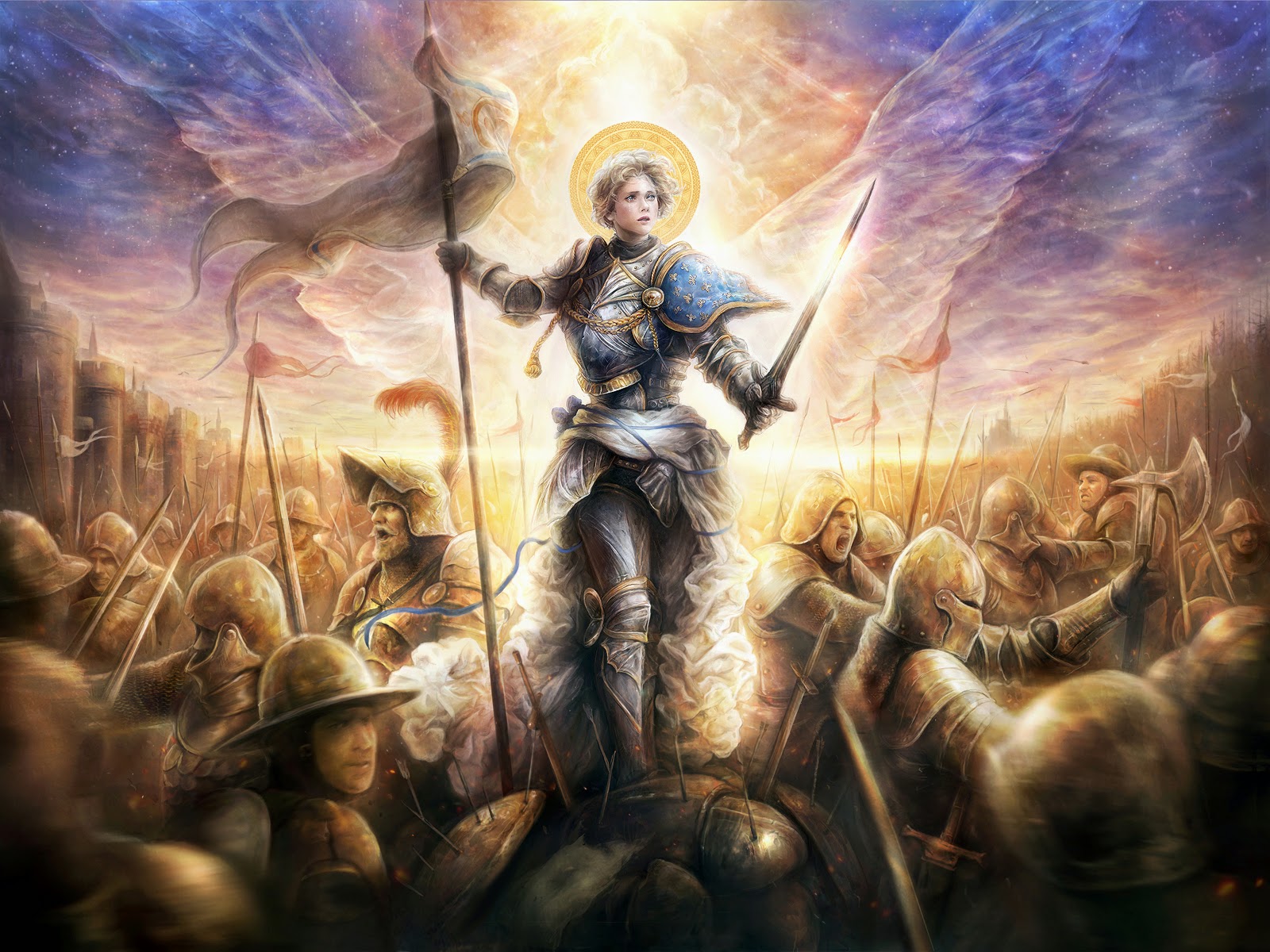 General 1600x1200 painting Jeanne d'Arc fantasy art women artwork battle