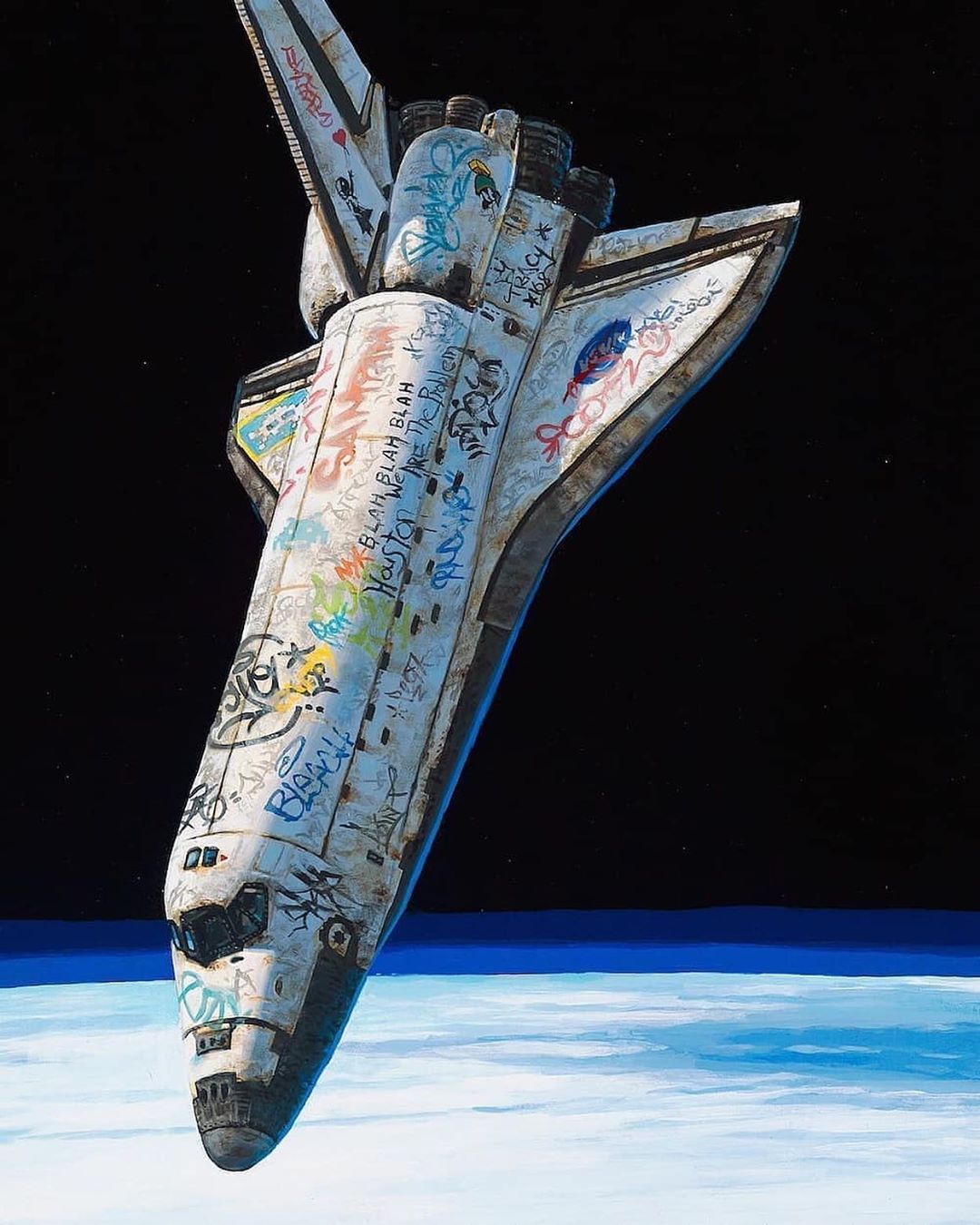 General 1080x1350 space shuttle space Earth graffiti stars NASA