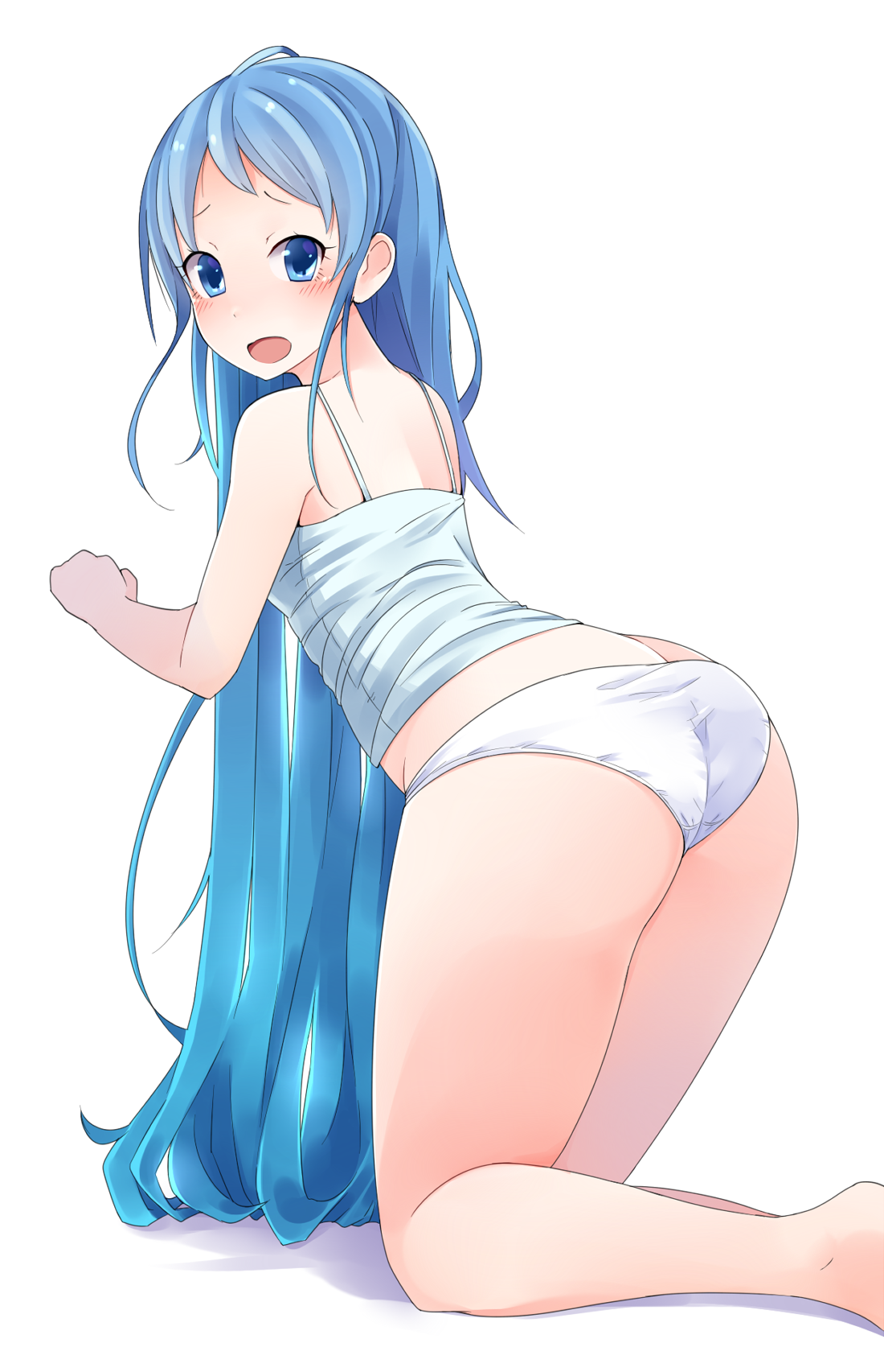 Anime 1100x1705 anime girls Suruga Kantai Collection Samidare (KanColle) blue hair blue eyes panties ass