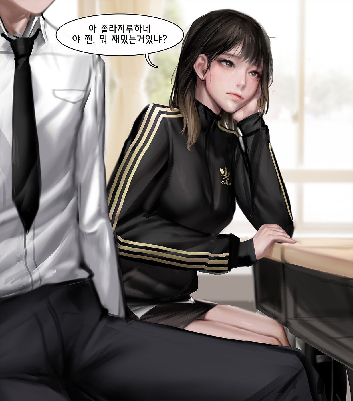 Anime 1237x1406 businessmen Leisure suit Korean Adidas Kidmo