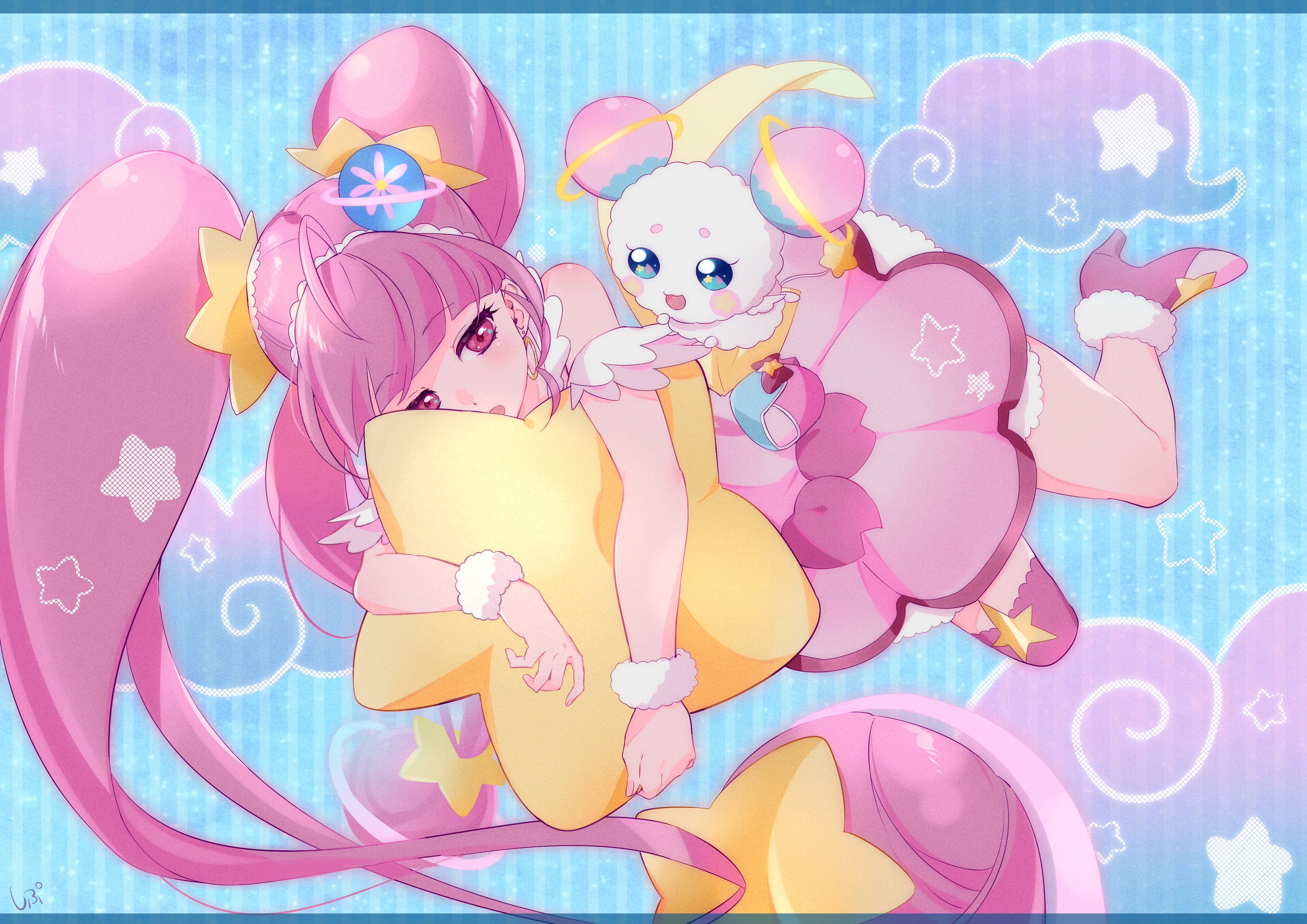 Anime 4092x2893 Pretty Cure Star Twinkle Precure Shipu anime girls pink hair twintails dress pink eyes