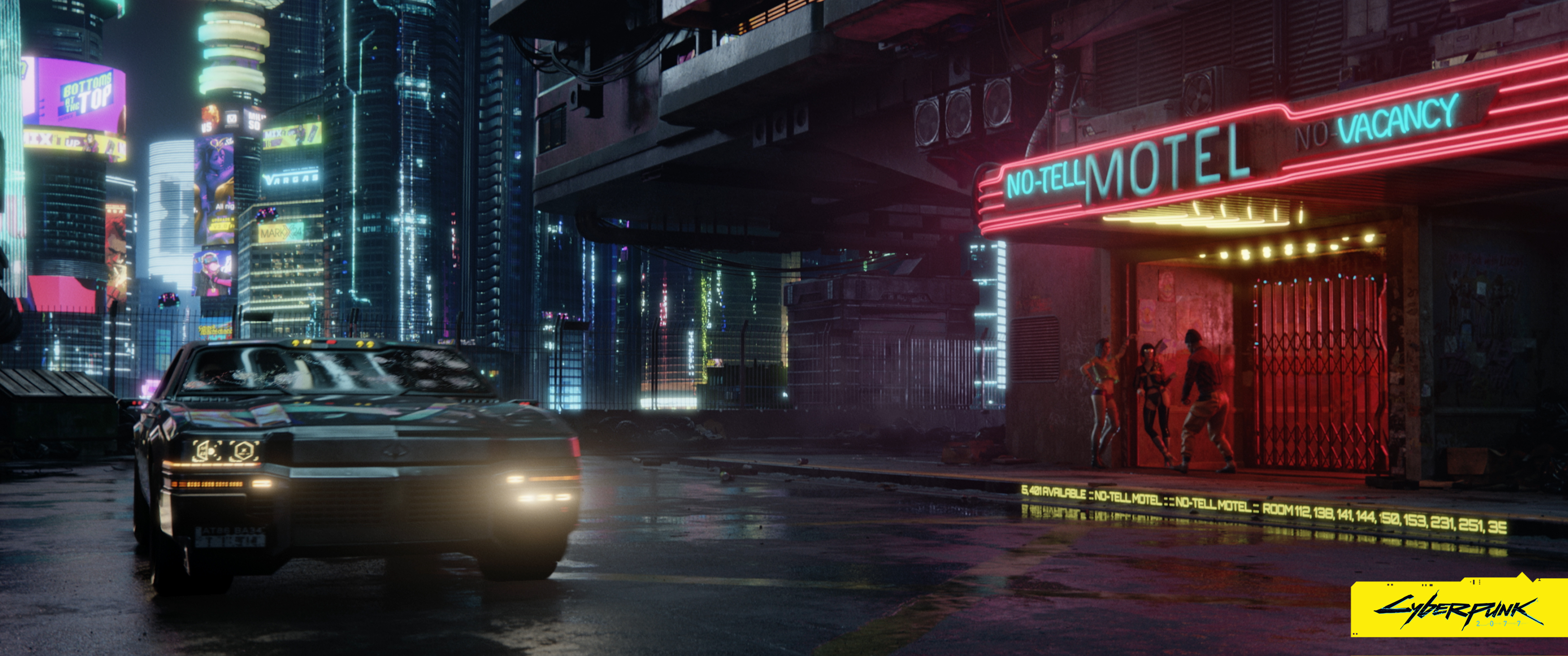 General 3440x1440 Cyberpunk 2077 video games science fiction futuristic city car vehicle video game art Villefort Cortes