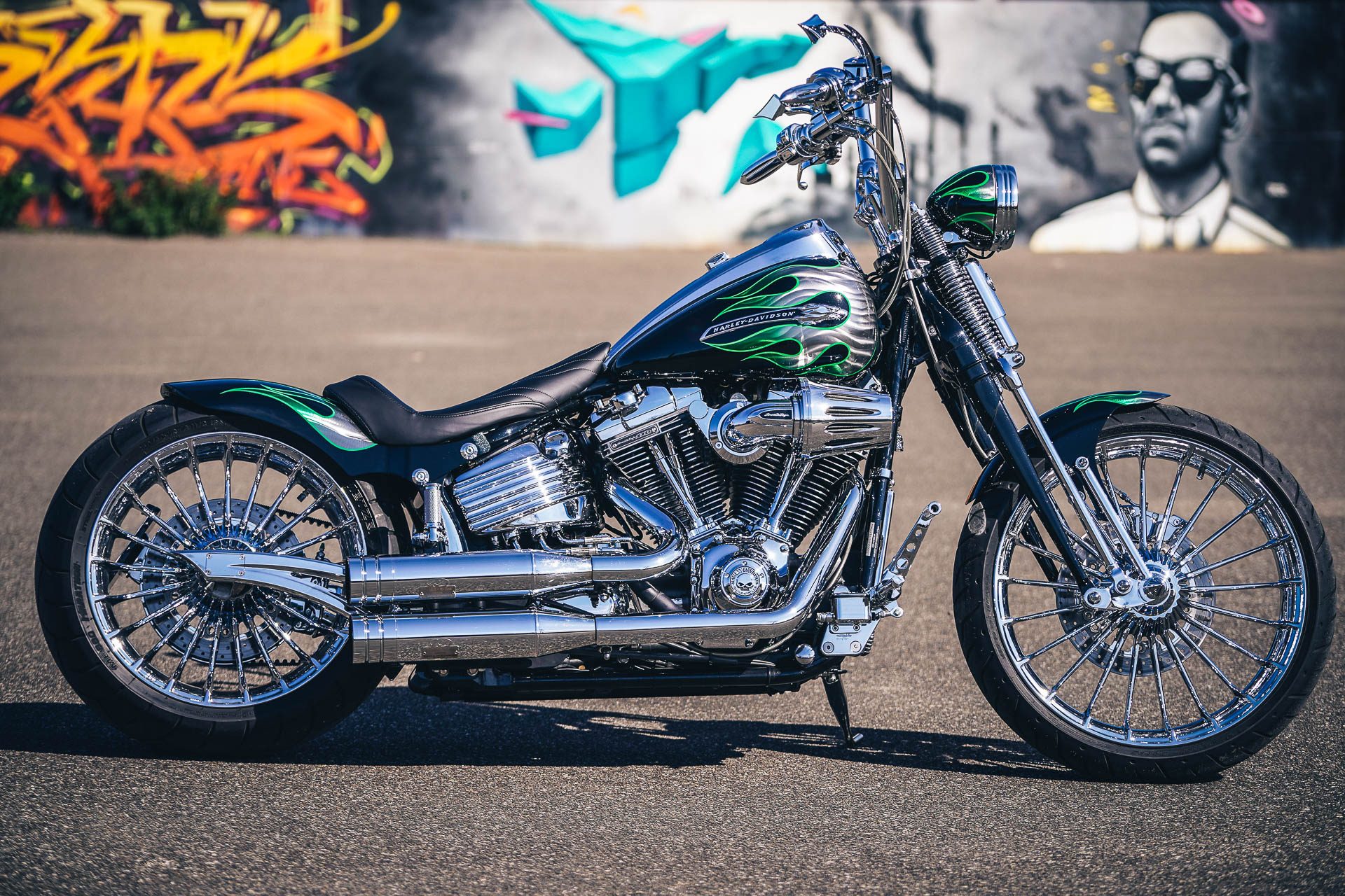 General 1920x1280 Harley-Davidson motorcycle Heavy bike modified custom graffiti chrome American motorcycles