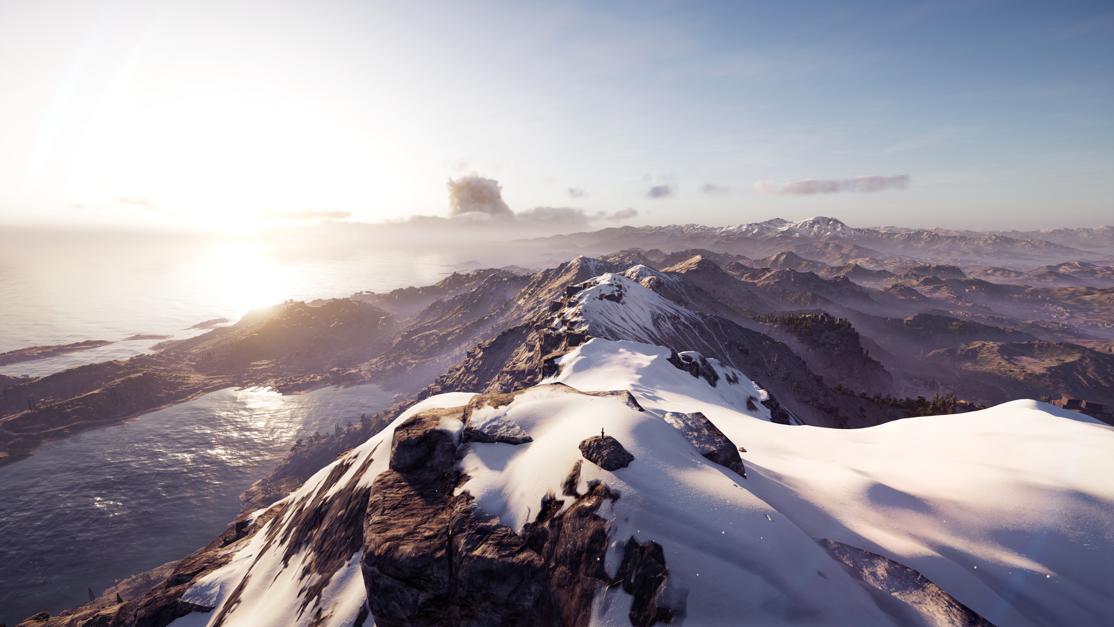 General 3840x2160 Assassins Creed: Odyssey screen shot video game landscape sunset video games