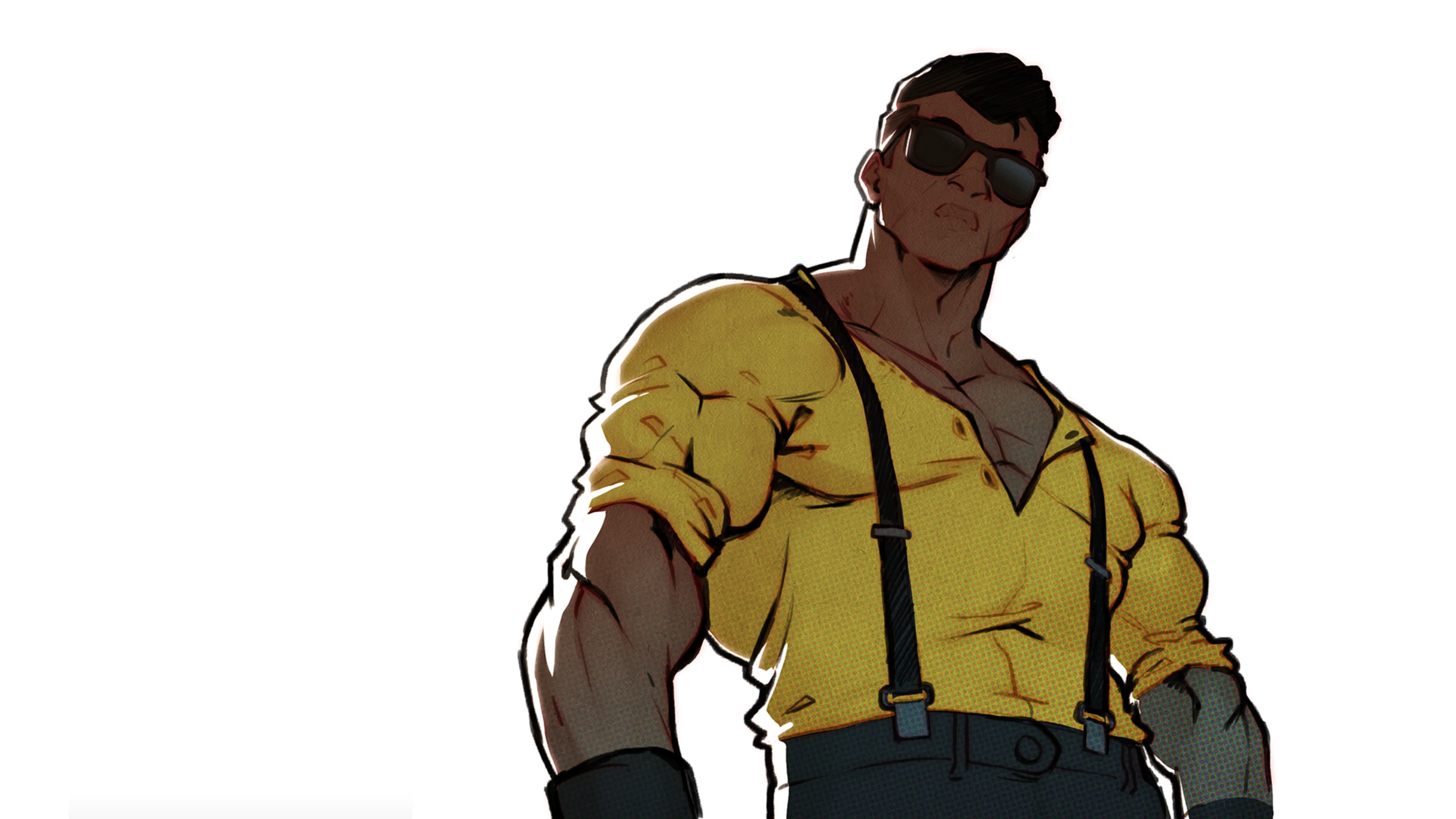 General 3840x2160 Streets of Rage Streets of Rage 4 simple background video game art illustration Adam Hunter muscles biceps shirt white background video game men sunglasses video game warriors