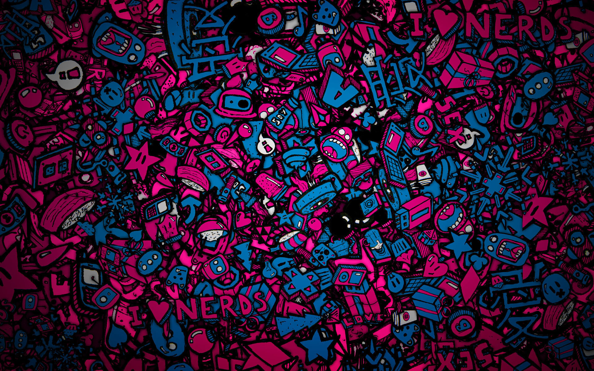 General 1920x1200 graffiti pink blue artwork red digital art