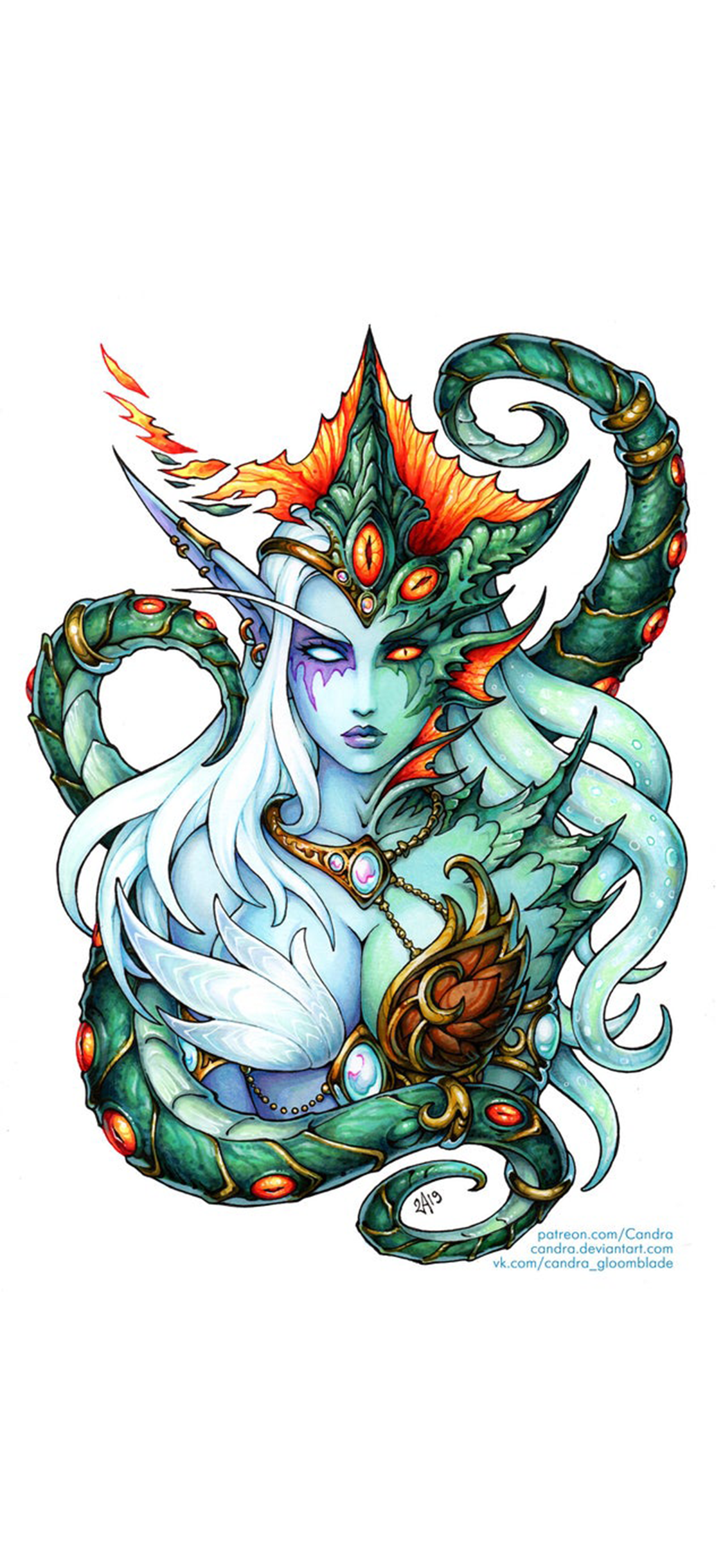 Anime 1125x2436 Queen Azshara World of Warcraft artwork