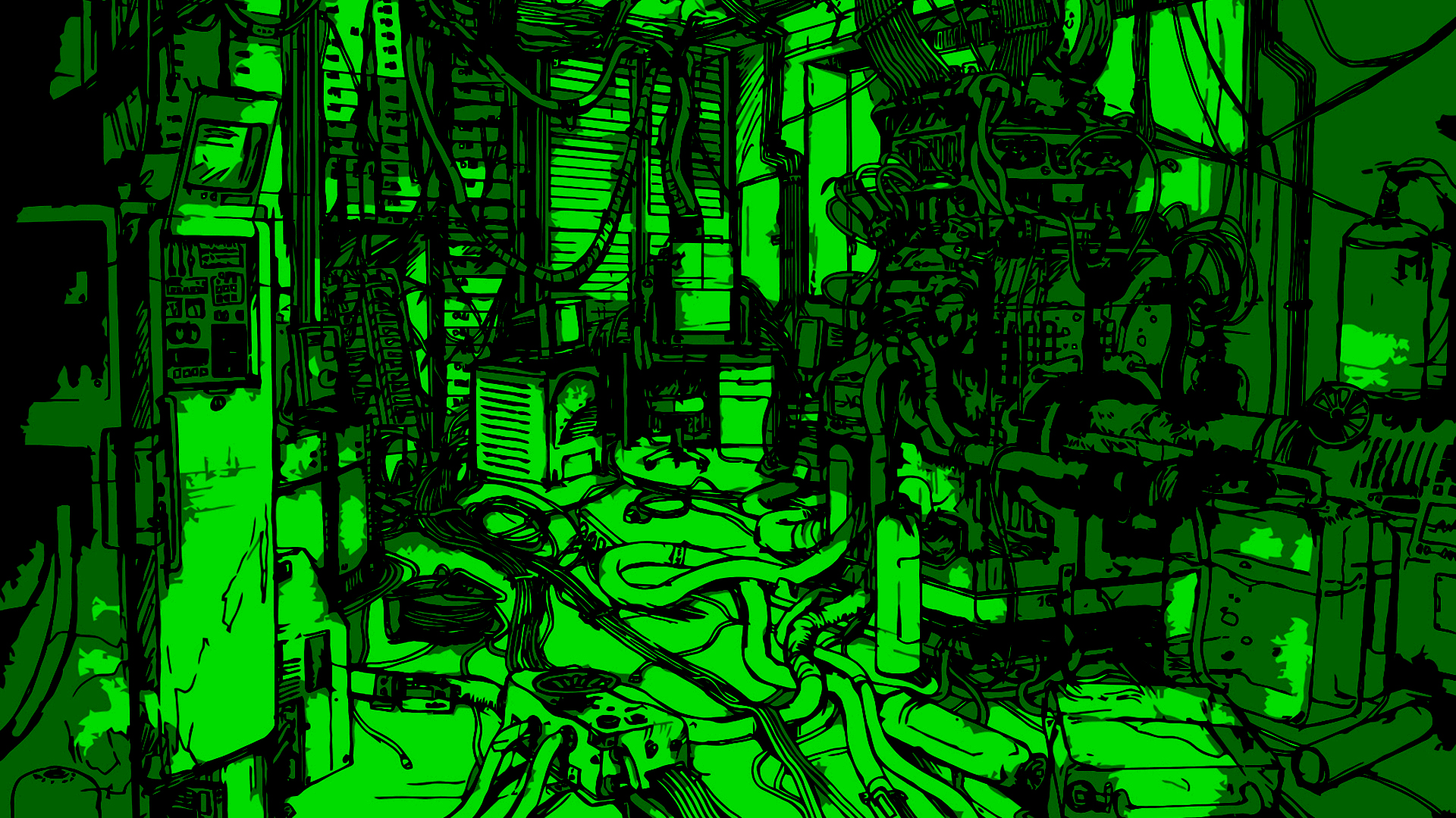 Anime 1920x1080 Serial Experiments Lain cyberpunk artwork green