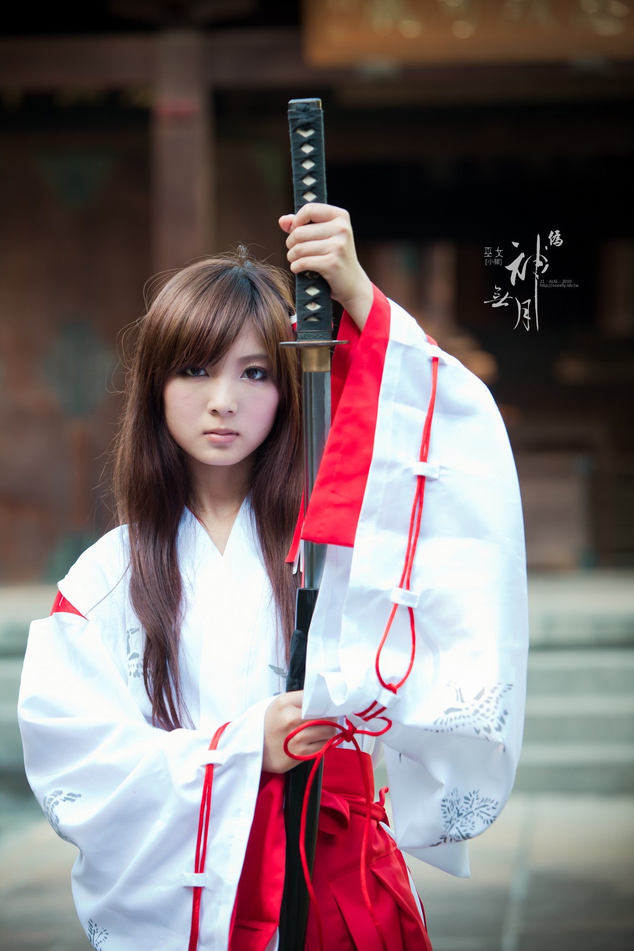 People 1280x1920 cosplay girls with guns Asian katana kimono brunette women