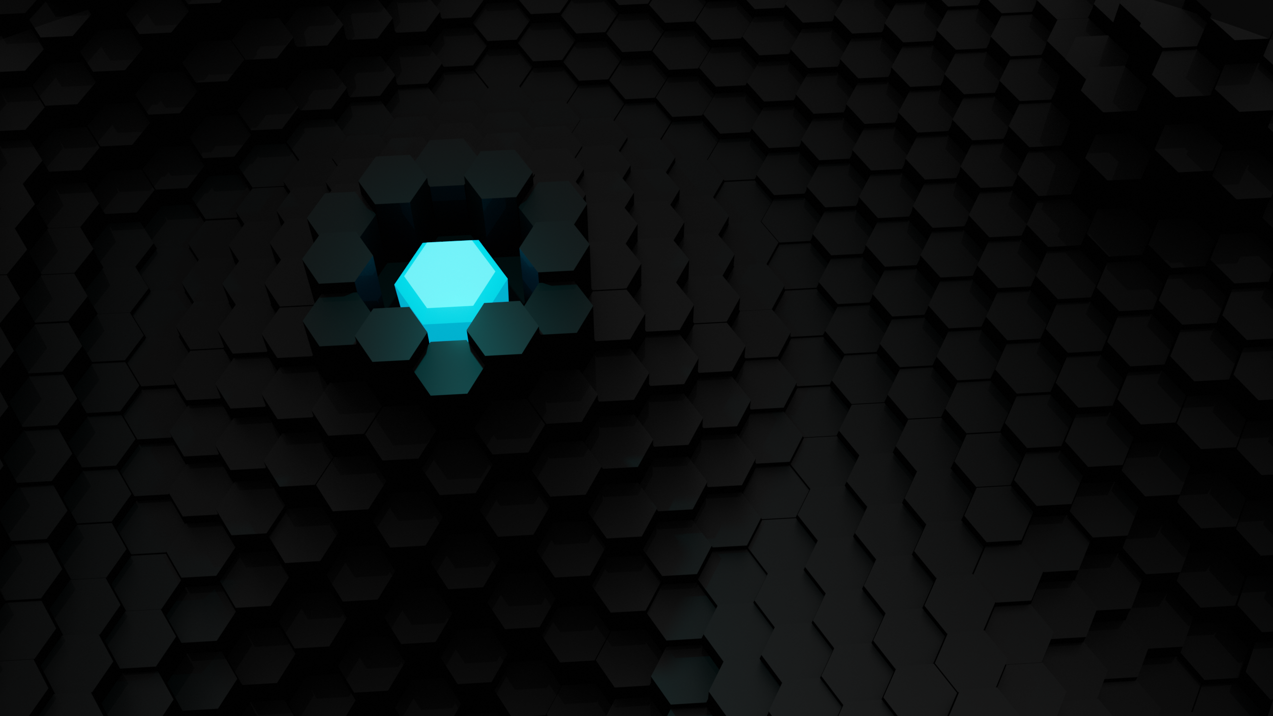 General 2560x1440 3D Abstract hexagon digital art CGI dark cyan black